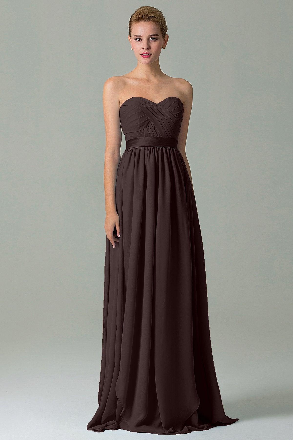Sheath Floor Length Chiffon Bridesmaid Dress COZF140A1 - COCOMELODY