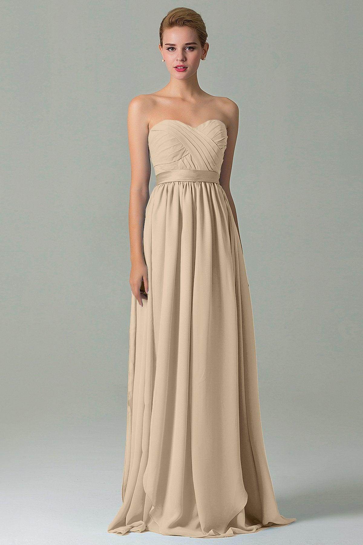 Sheath Floor Length Chiffon Bridesmaid Dress COZF140A1 - COCOMELODY