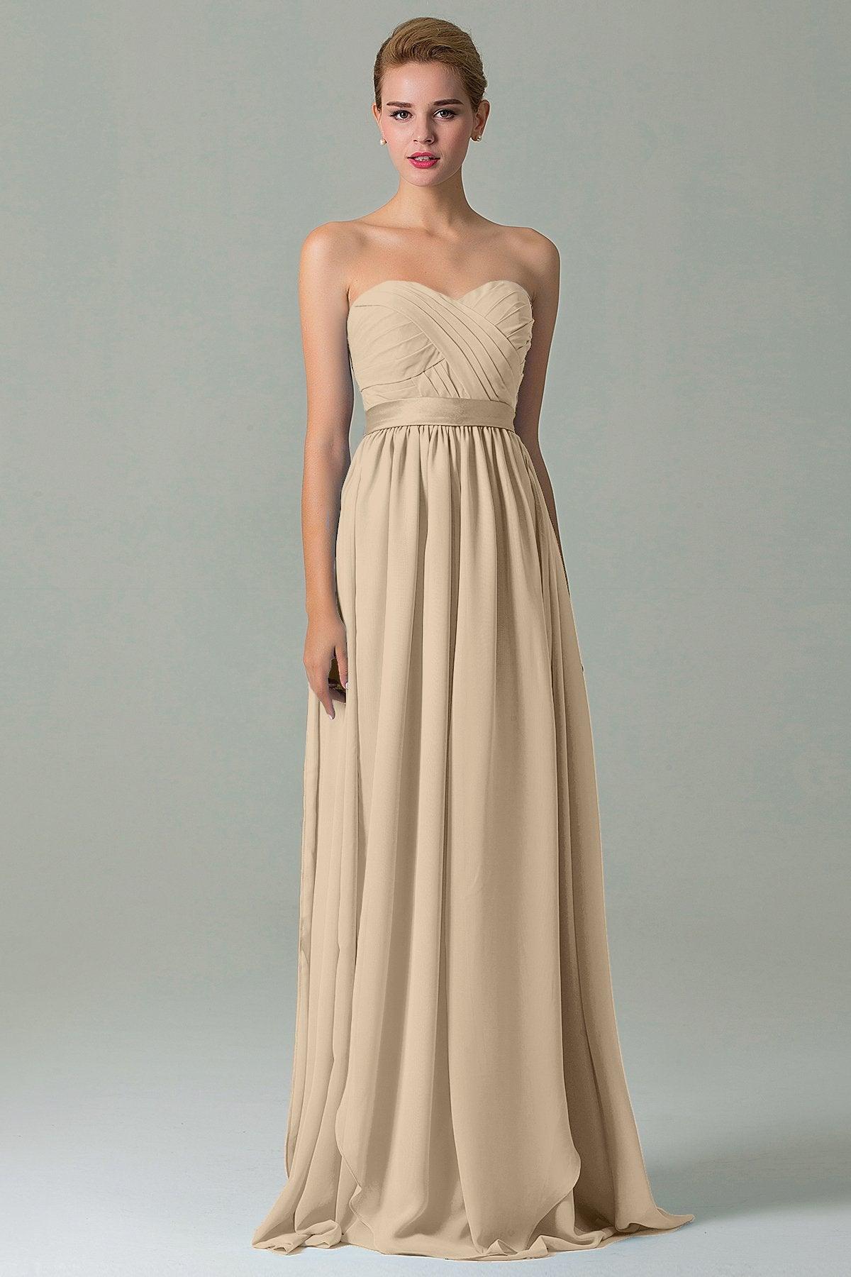 Sheath Floor Length Chiffon Bridesmaid Dress COZF140A1 - COCOMELODY