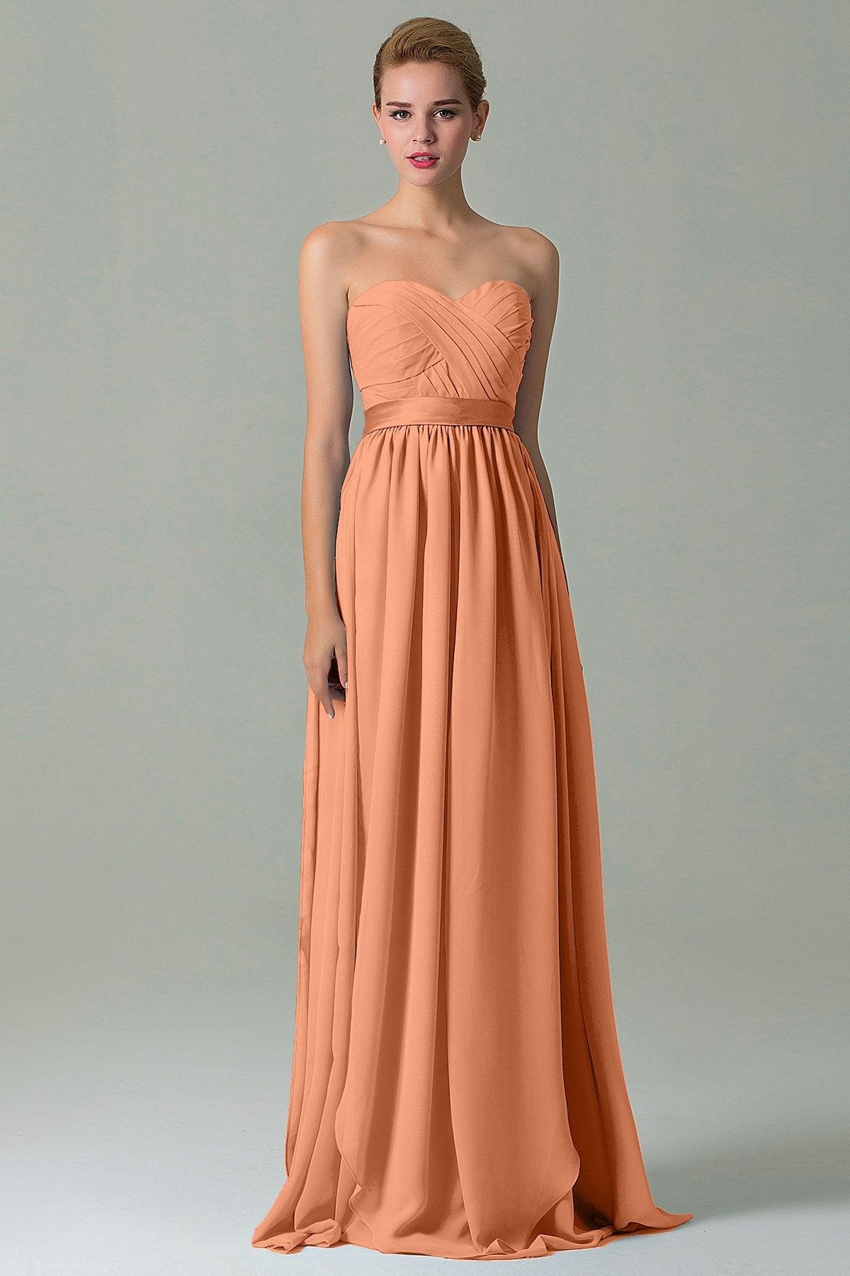 Sheath Floor Length Chiffon Bridesmaid Dress COZF140A1 - COCOMELODY
