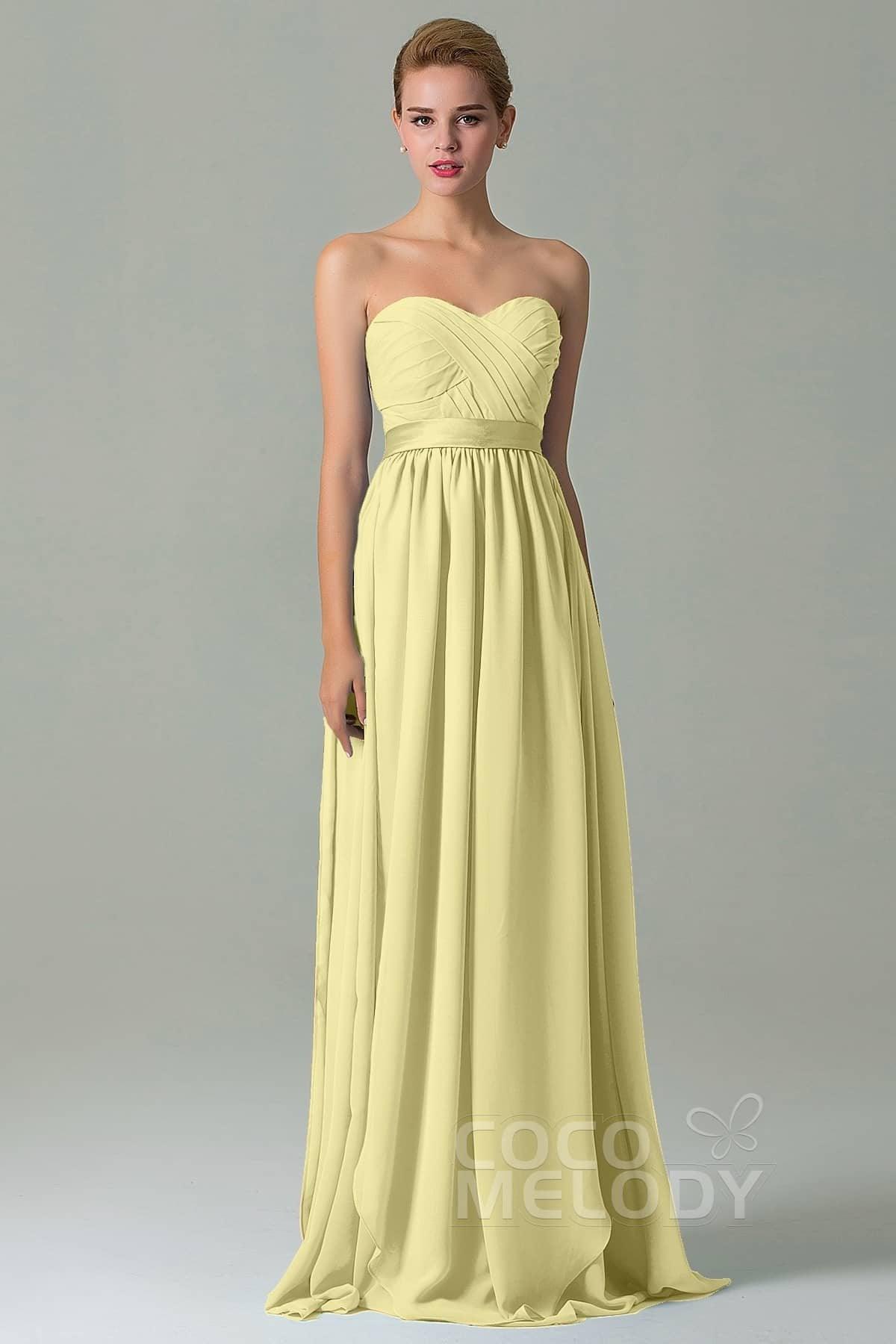 Sheath Floor Length Chiffon Bridesmaid Dress COZF140A1 - COCOMELODY