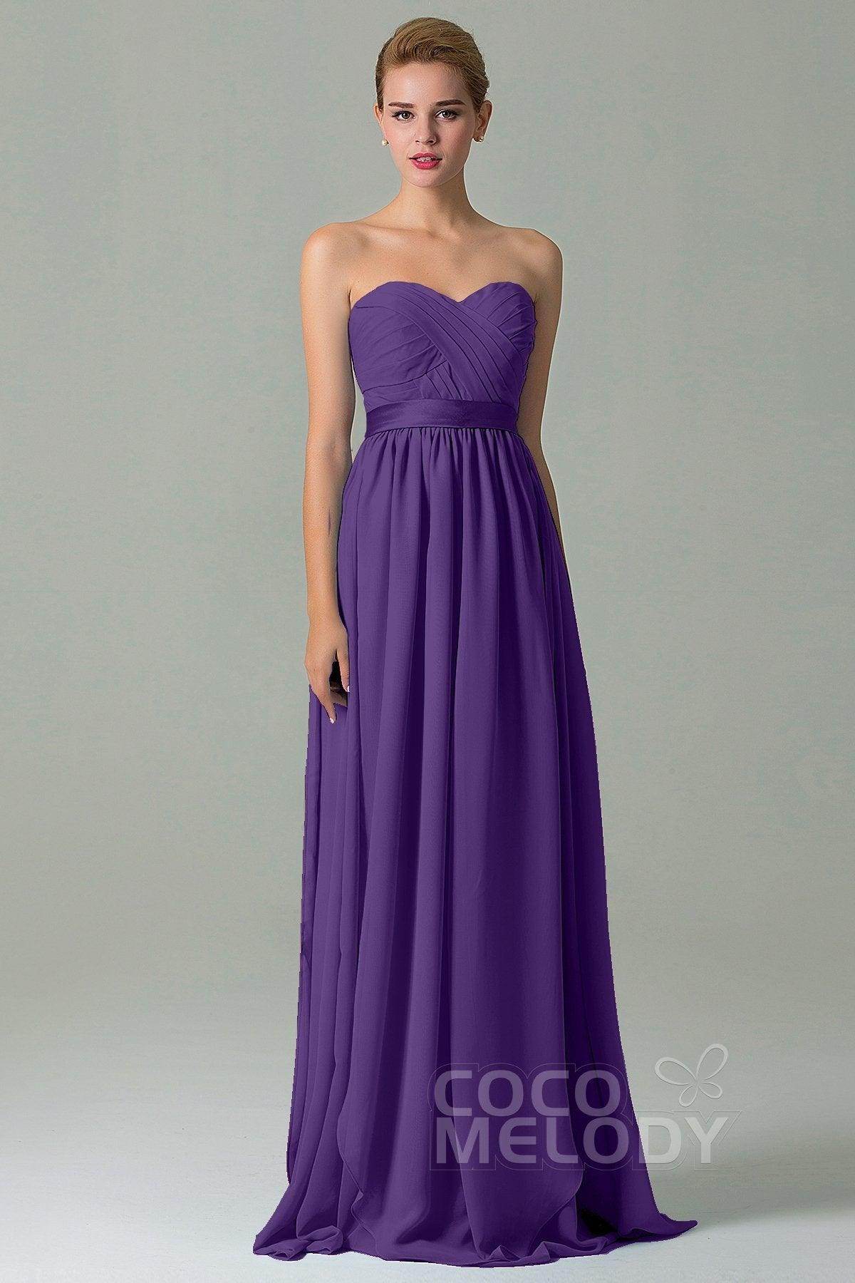 Sheath Floor Length Chiffon Bridesmaid Dress COZF140A1 - COCOMELODY