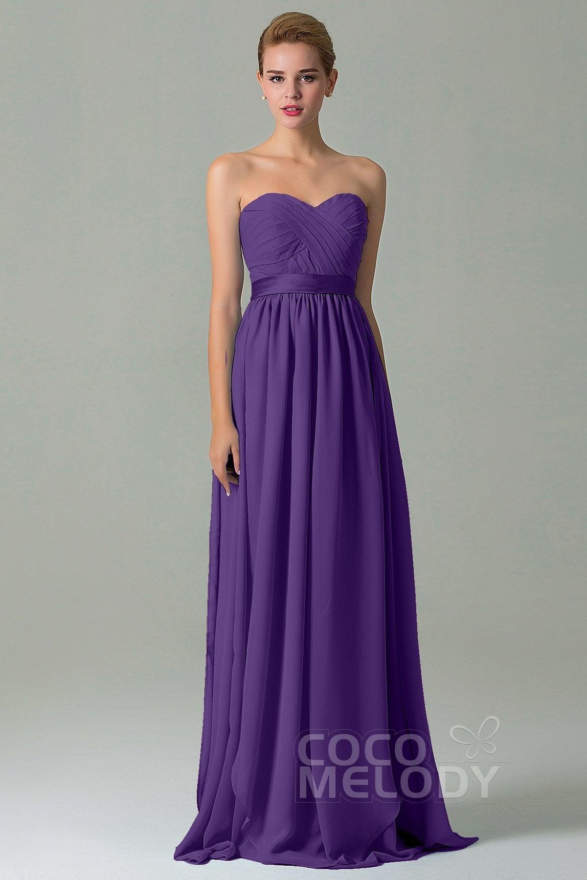 Sheath Floor Length Chiffon Bridesmaid Dress COZF140A1 - COCOMELODY