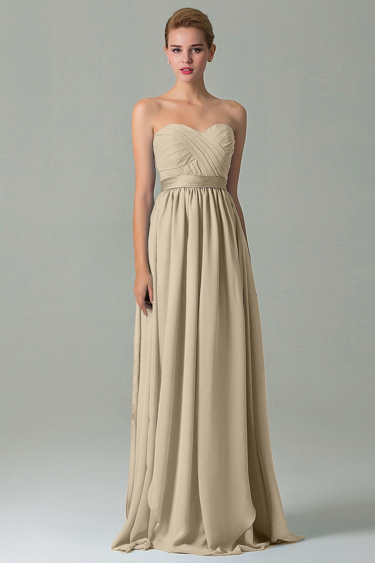 Sheath Floor Length Chiffon Bridesmaid Dress COZF140A1 - COCOMELODY