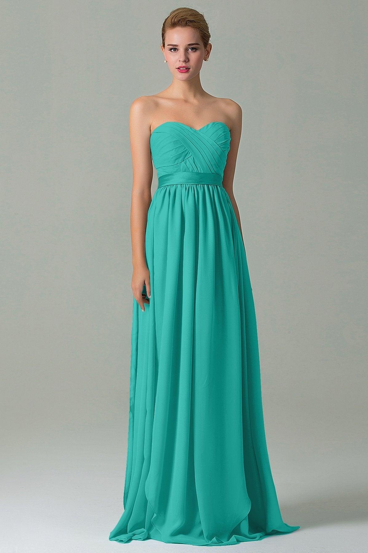 Sheath Floor Length Chiffon Bridesmaid Dress COZF140A1 - COCOMELODY