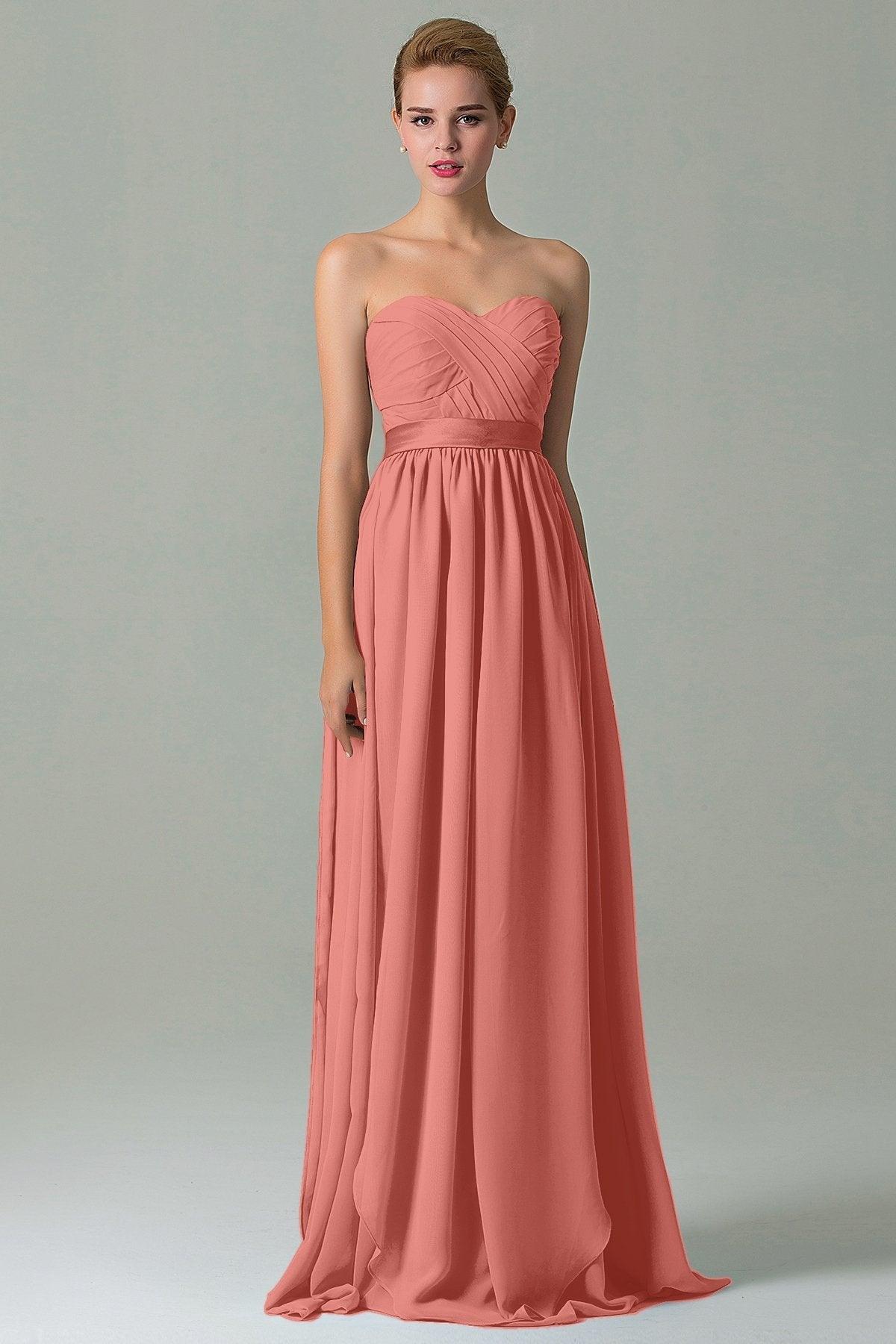 Sheath Floor Length Chiffon Bridesmaid Dress COZF140A1 - COCOMELODY