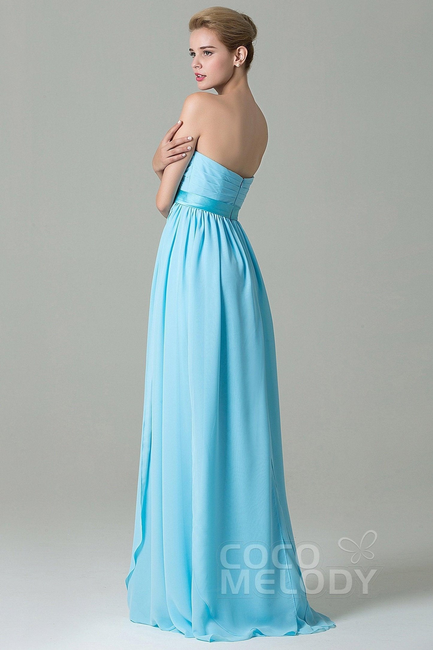 Sheath Floor Length Chiffon Bridesmaid Dress COZF140A1 - COCOMELODY
