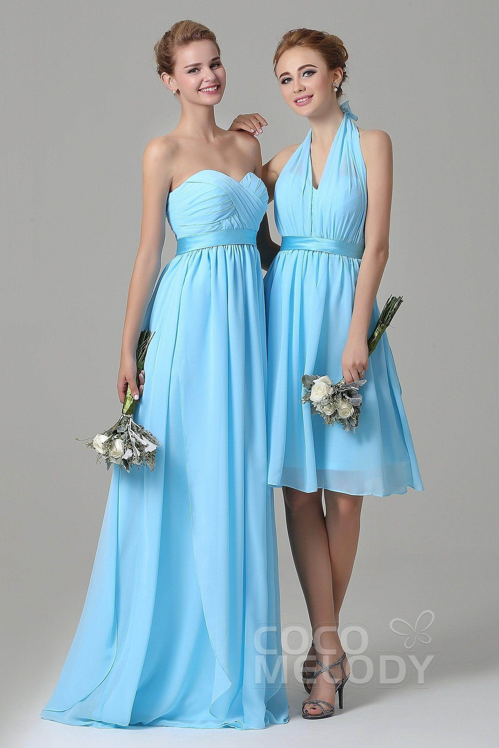 Sheath Floor Length Chiffon Bridesmaid Dress COZF140A1 - COCOMELODY
