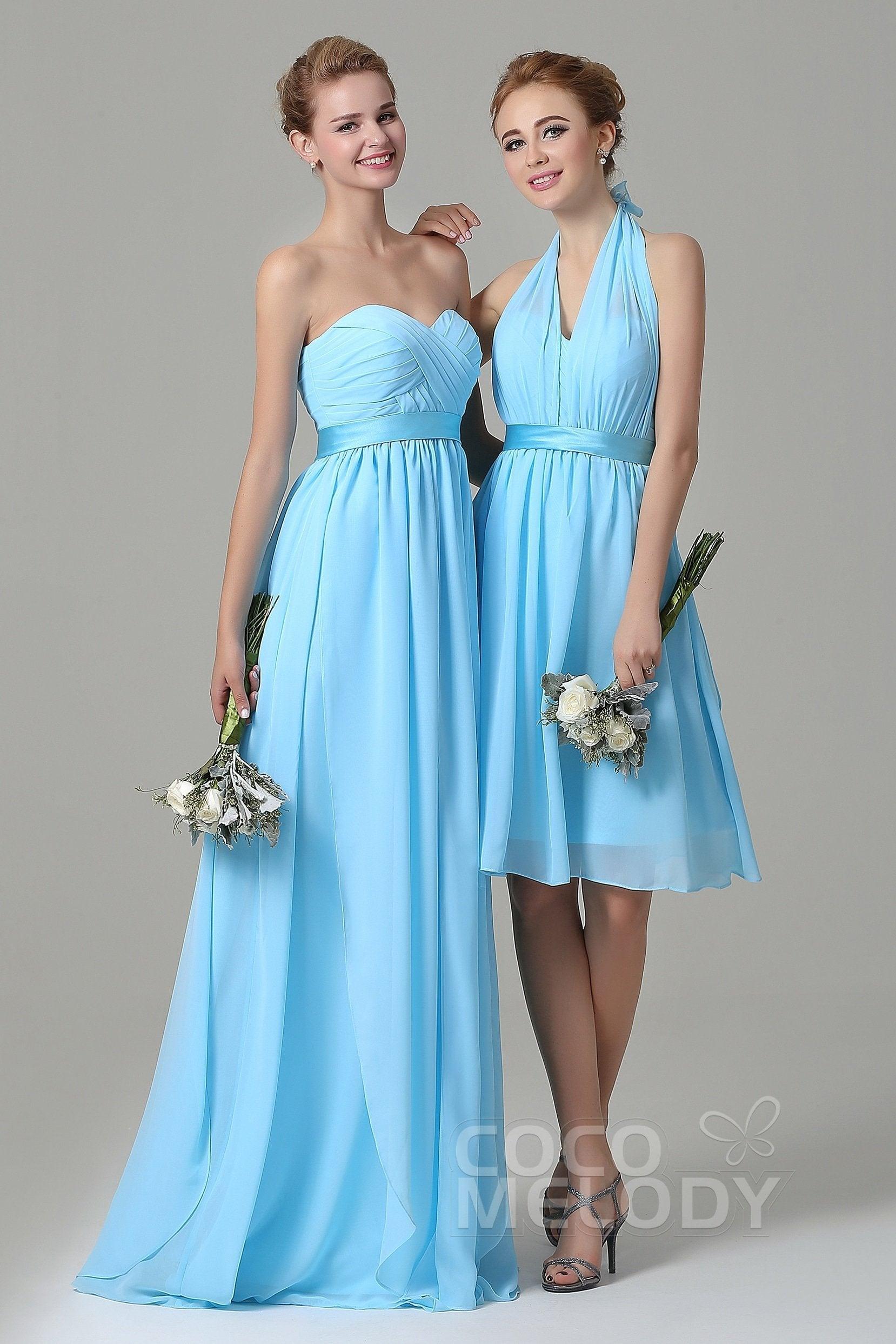 Sheath Floor Length Chiffon Bridesmaid Dress COZF140A1 - COCOMELODY