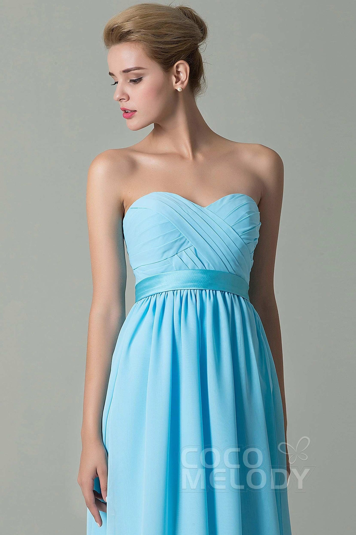 Sheath Floor Length Chiffon Bridesmaid Dress COZF140A1 - COCOMELODY