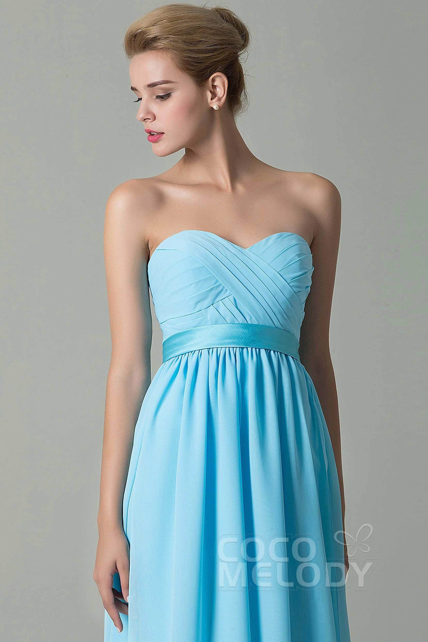 Sheath Floor Length Chiffon Bridesmaid Dress COZF140A1 - COCOMELODY