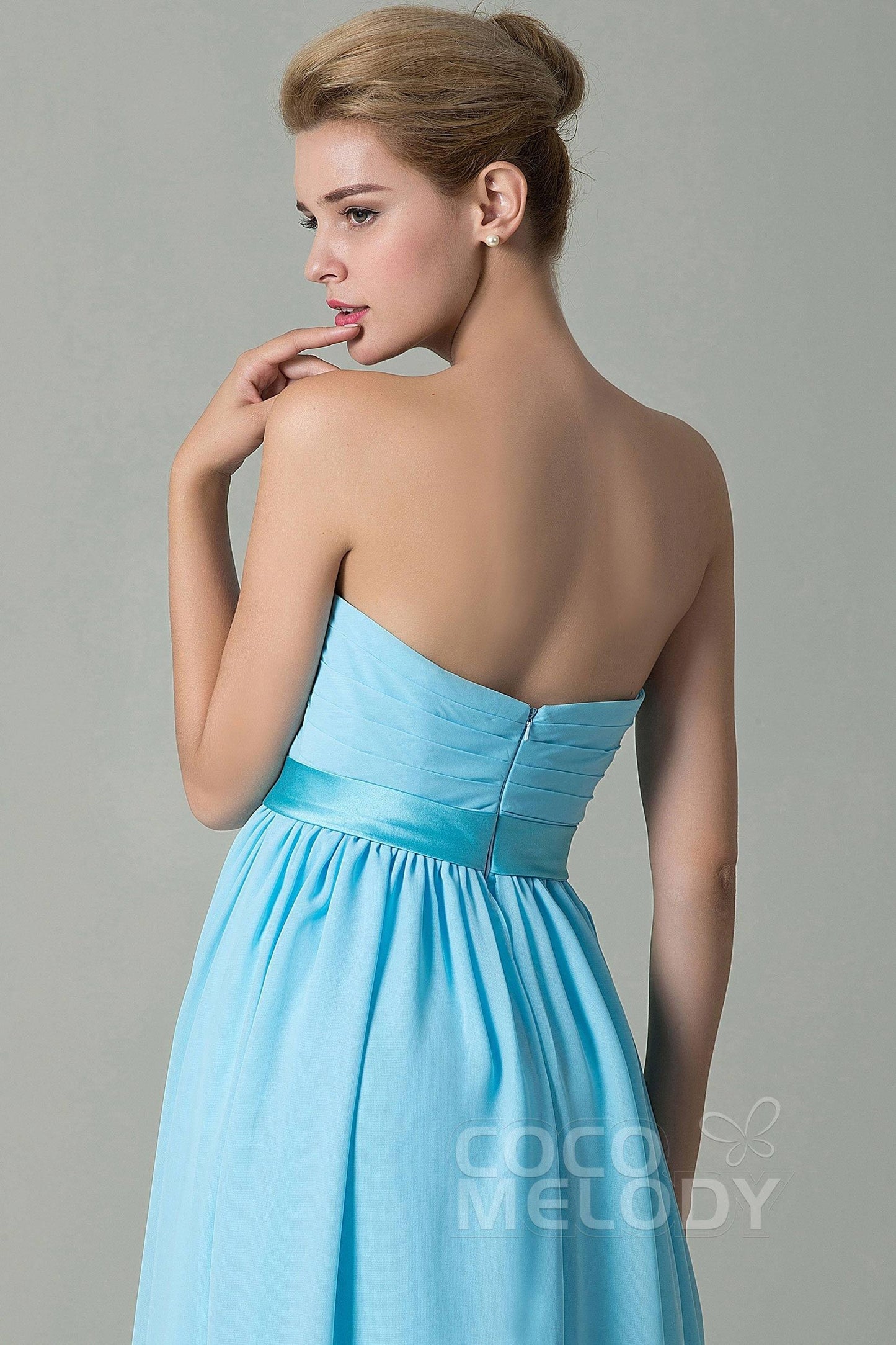 Sheath Floor Length Chiffon Bridesmaid Dress COZF140A1 - COCOMELODY