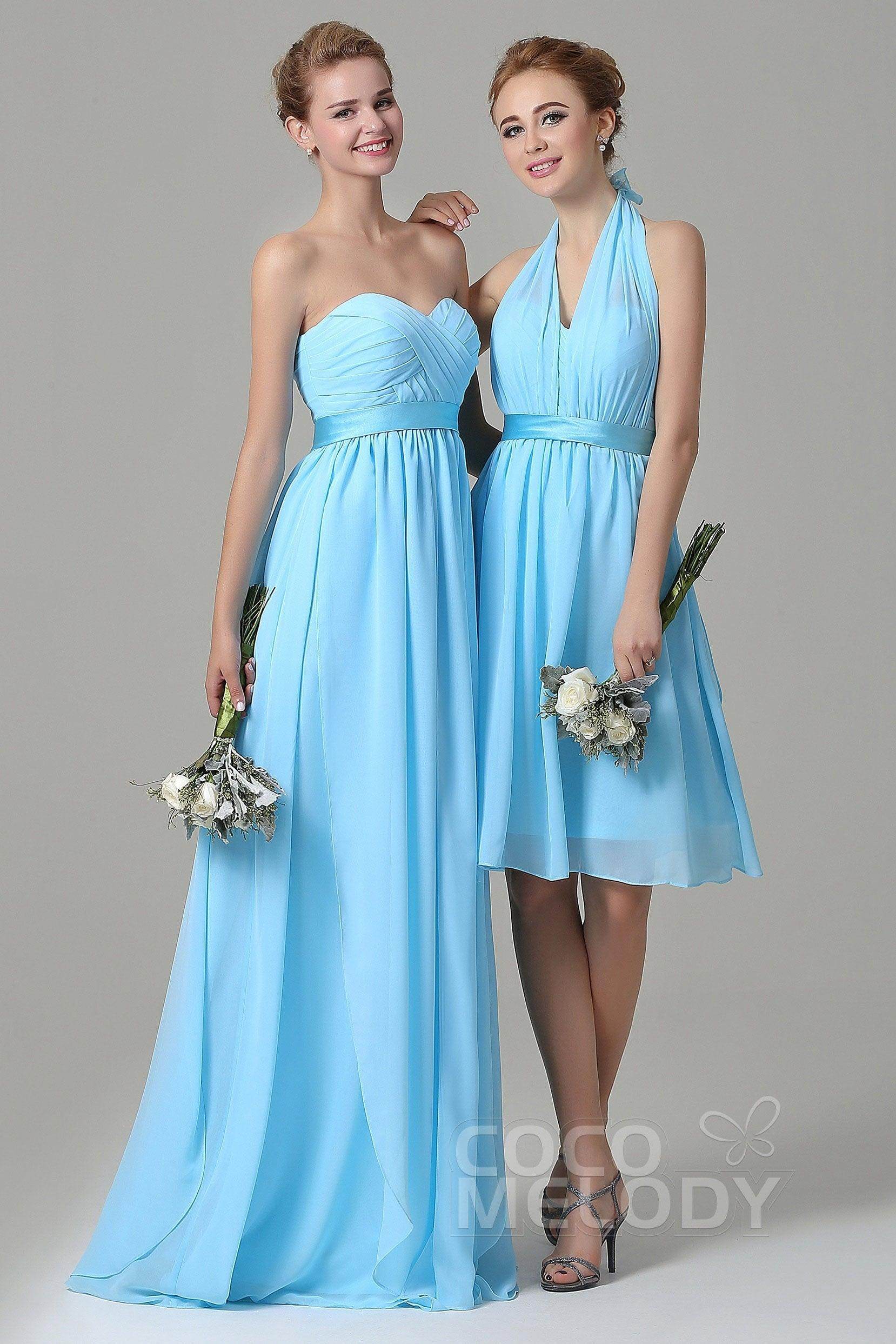 A-Line Knee Length Chiffon Bridesmaid Dress COZM14050 - COCOMELODY