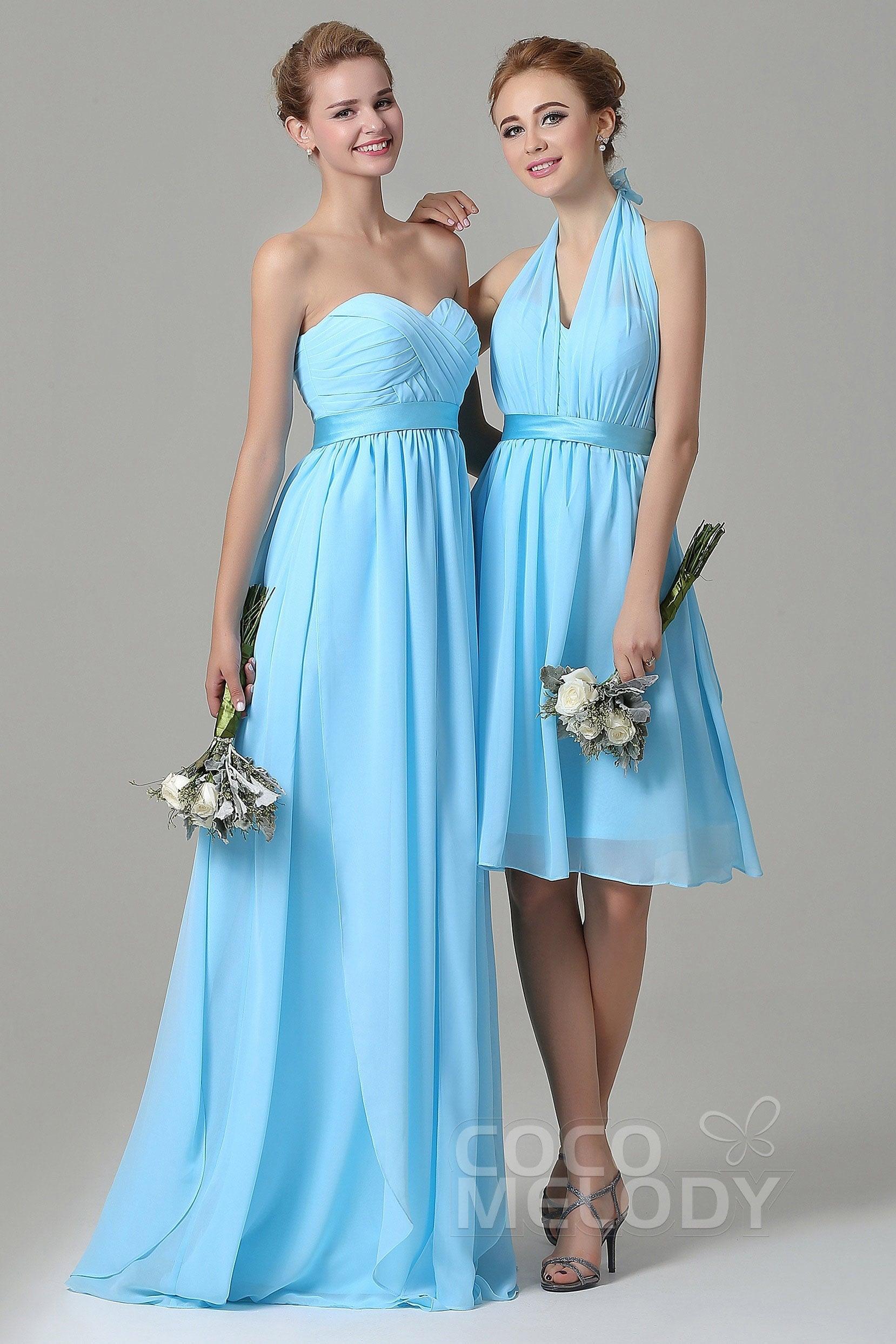 A-Line Knee Length Chiffon Bridesmaid Dress COZM14050 - COCOMELODY