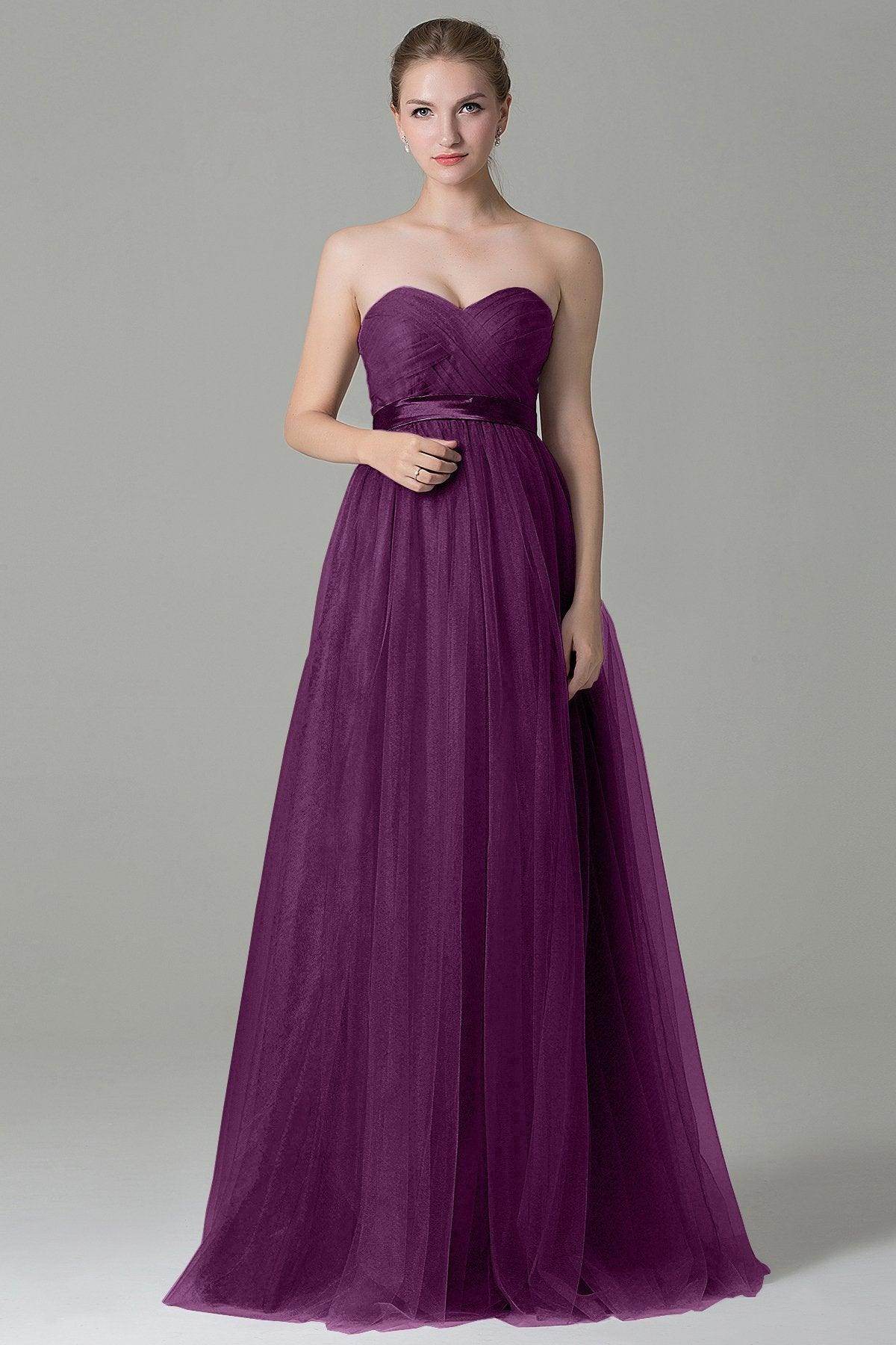 Sheath-Column Floor Length Tulle Bridesmaid Dress COZF1500B - COCOMELODY