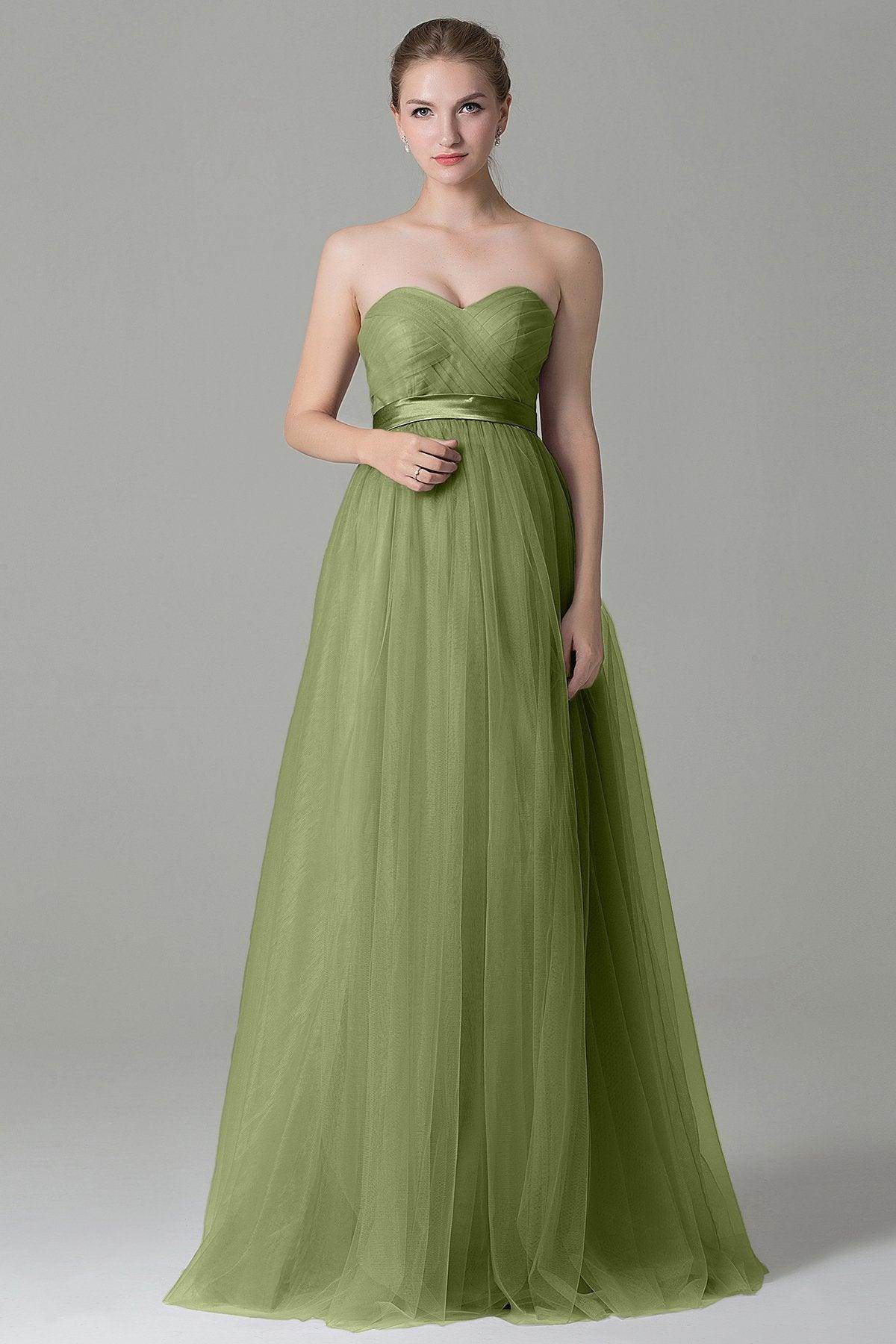 Sheath-Column Floor Length Tulle Bridesmaid Dress COZF1500B - COCOMELODY