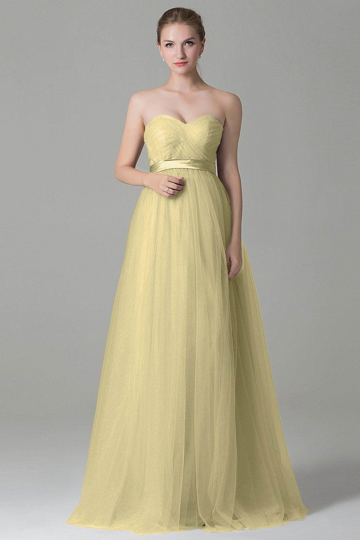 Sheath-Column Floor Length Tulle Bridesmaid Dress COZF1500B - COCOMELODY