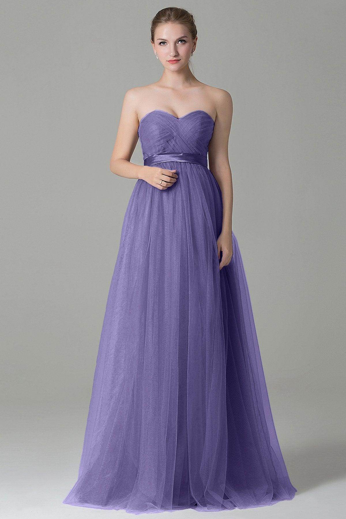 Sheath-Column Floor Length Tulle Bridesmaid Dress COZF1500B - COCOMELODY