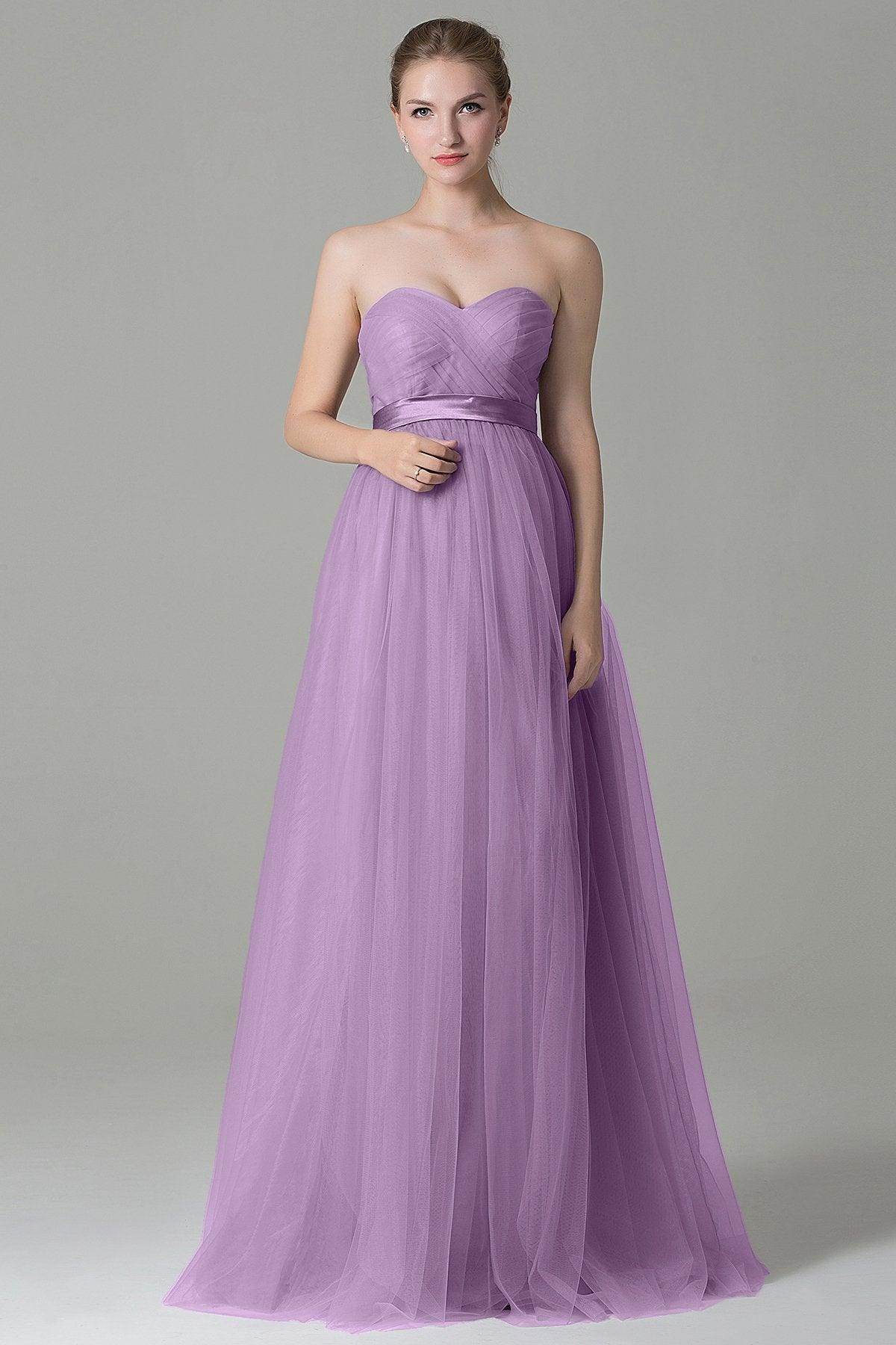 Sheath-Column Floor Length Tulle Bridesmaid Dress COZF1500B - COCOMELODY