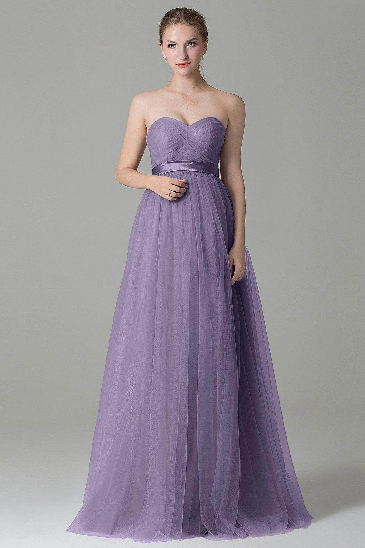 Sheath-Column Floor Length Tulle Bridesmaid Dress COZF1500B - COCOMELODY