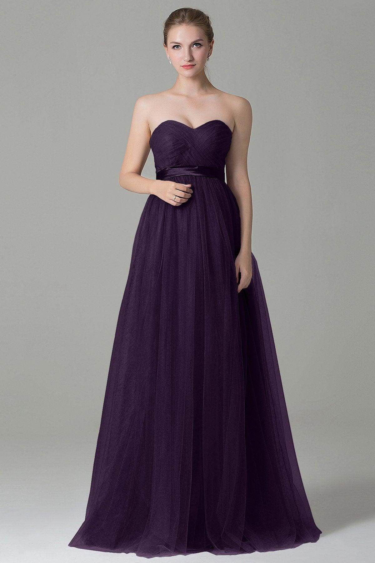 Sheath-Column Floor Length Tulle Bridesmaid Dress COZF1500B - COCOMELODY