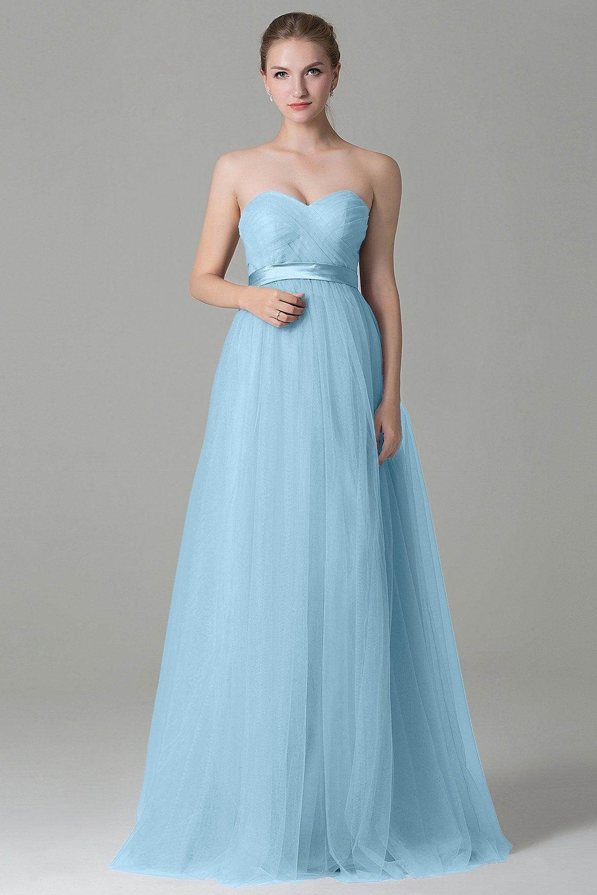 Sheath-Column Floor Length Tulle Bridesmaid Dress COZF1500B - COCOMELODY