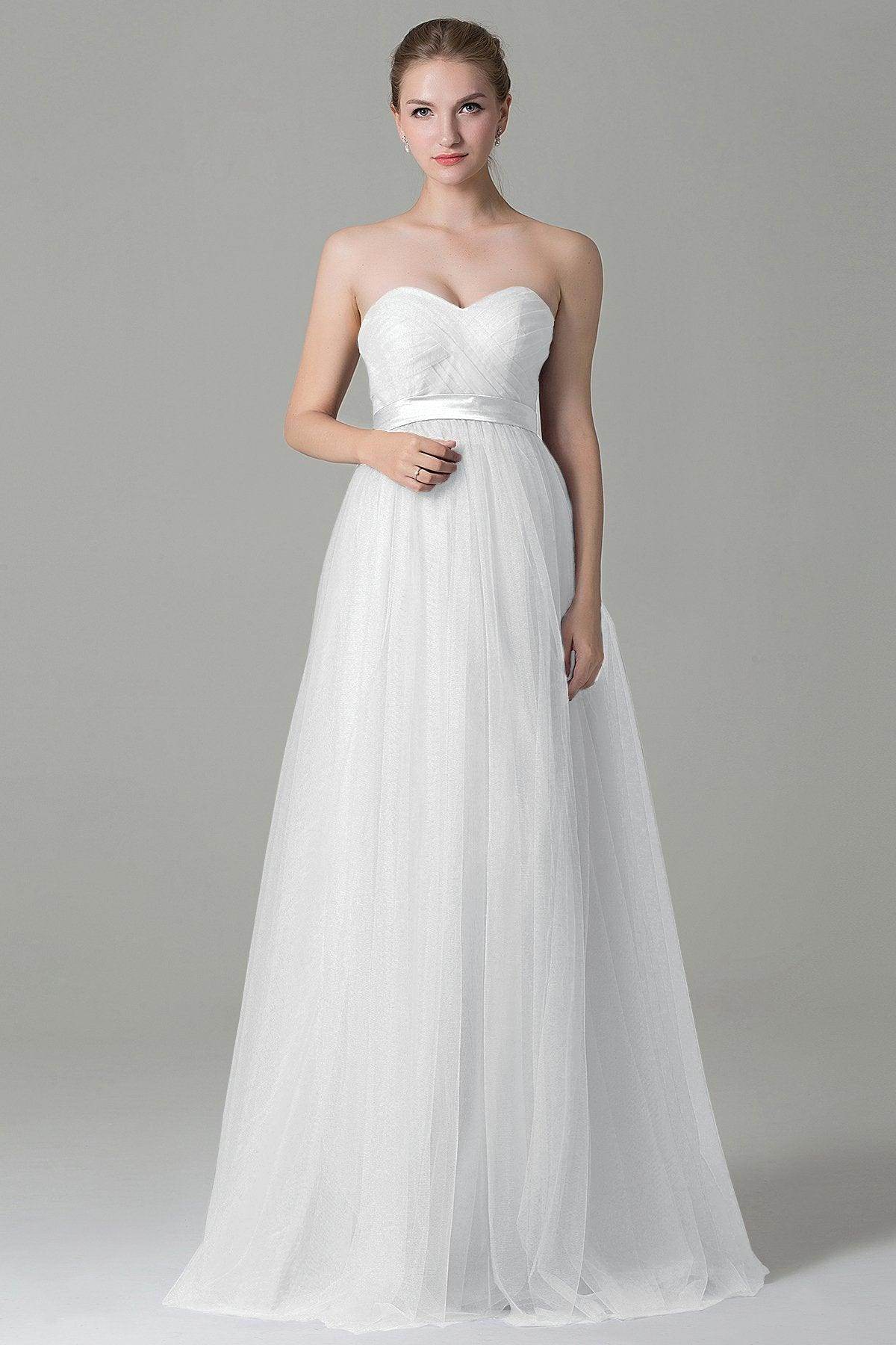 Sheath-Column Floor Length Tulle Bridesmaid Dress COZF1500B - COCOMELODY