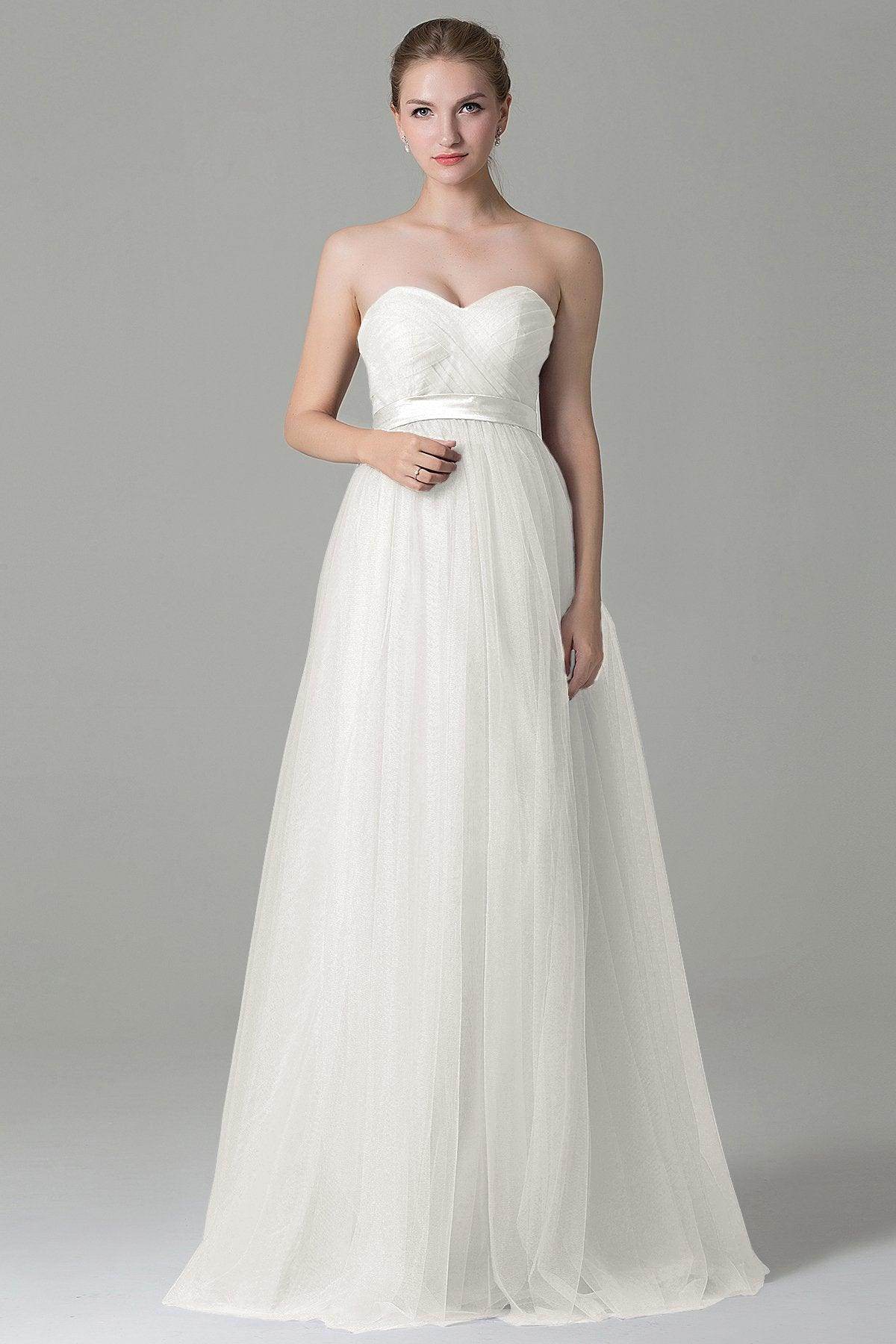 Sheath-Column Floor Length Tulle Bridesmaid Dress COZF1500B - COCOMELODY