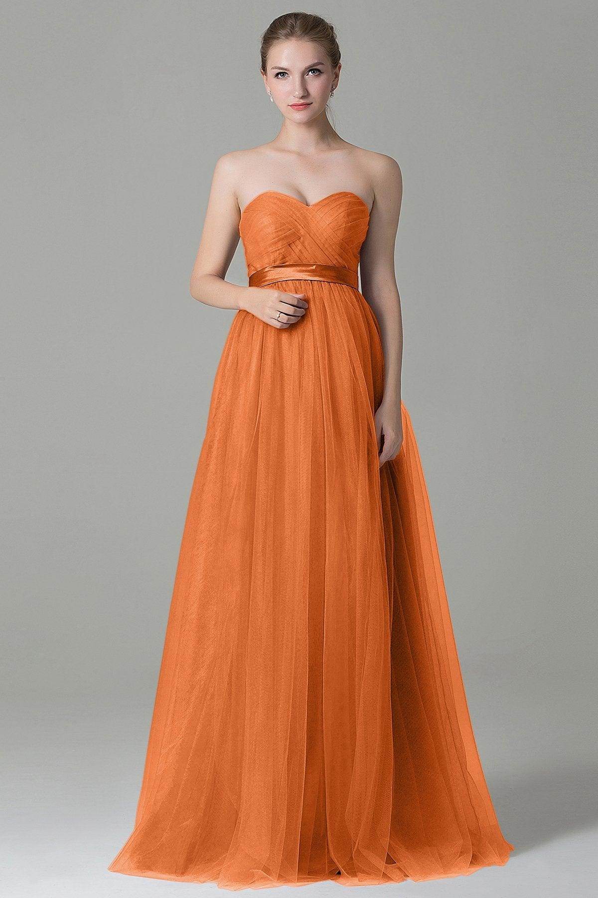 Sheath-Column Floor Length Tulle Bridesmaid Dress COZF1500B - COCOMELODY