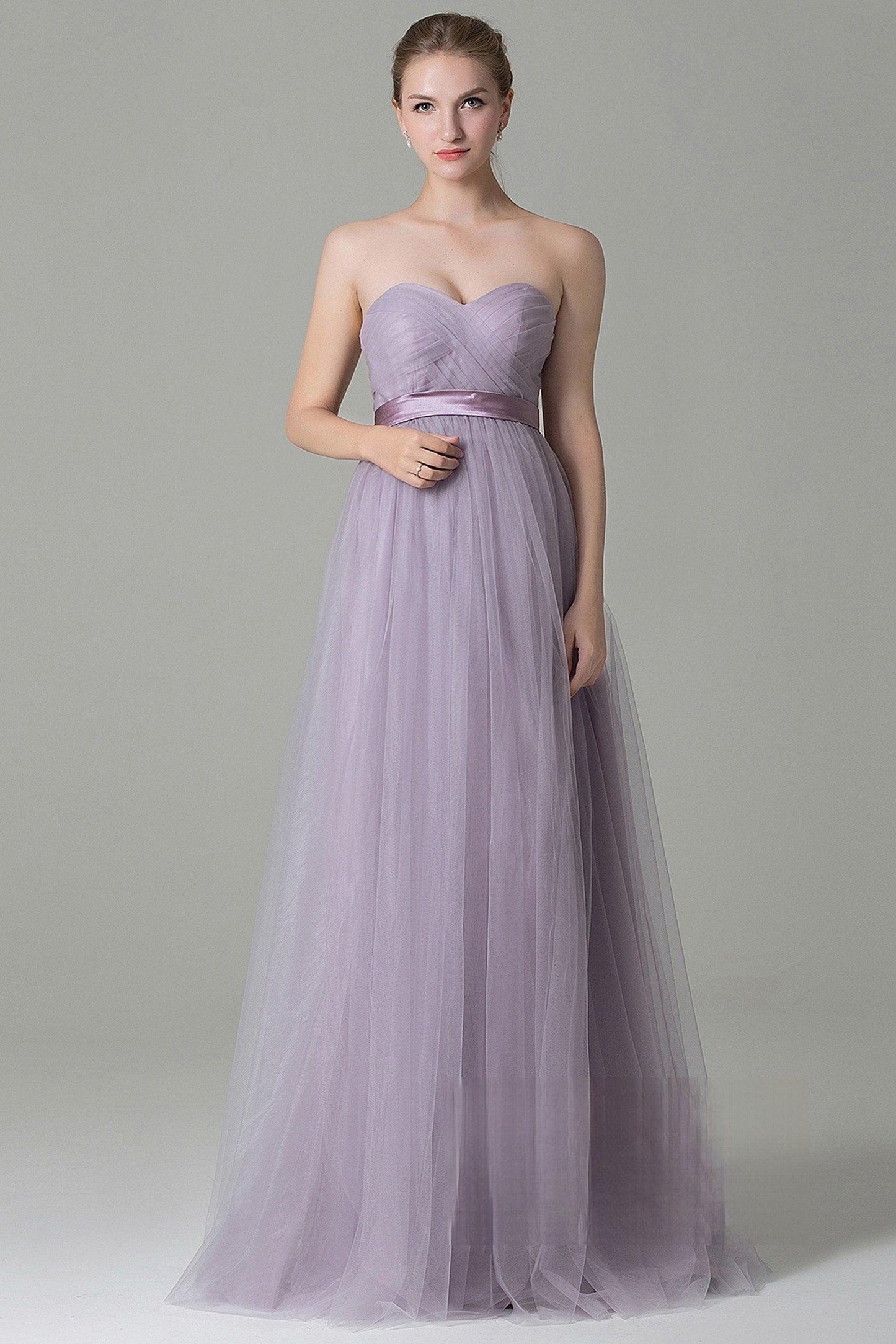 Sheath-Column Floor Length Tulle Bridesmaid Dress COZF1500B