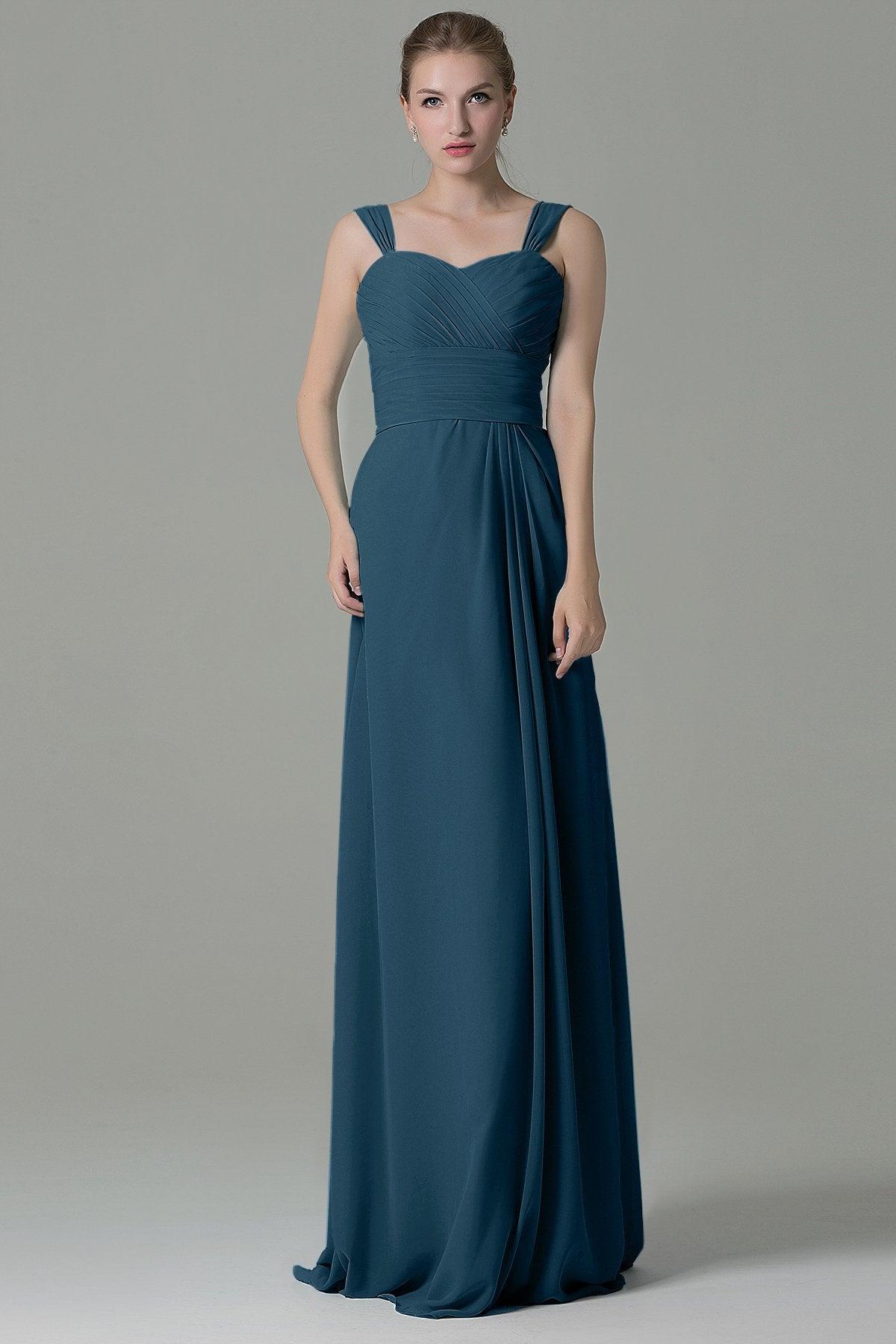 Sheath Floor Length Chiffon Bridesmaid Dress COZF1500D - COCOMELODY