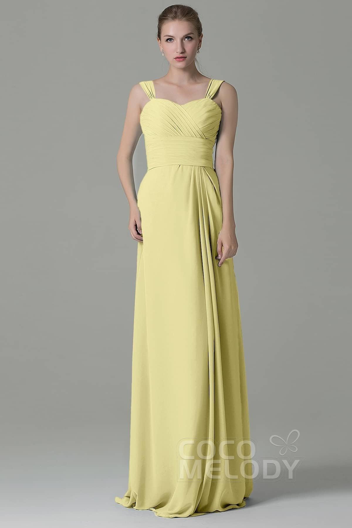Sheath Floor Length Chiffon Bridesmaid Dress COZF1500D - COCOMELODY