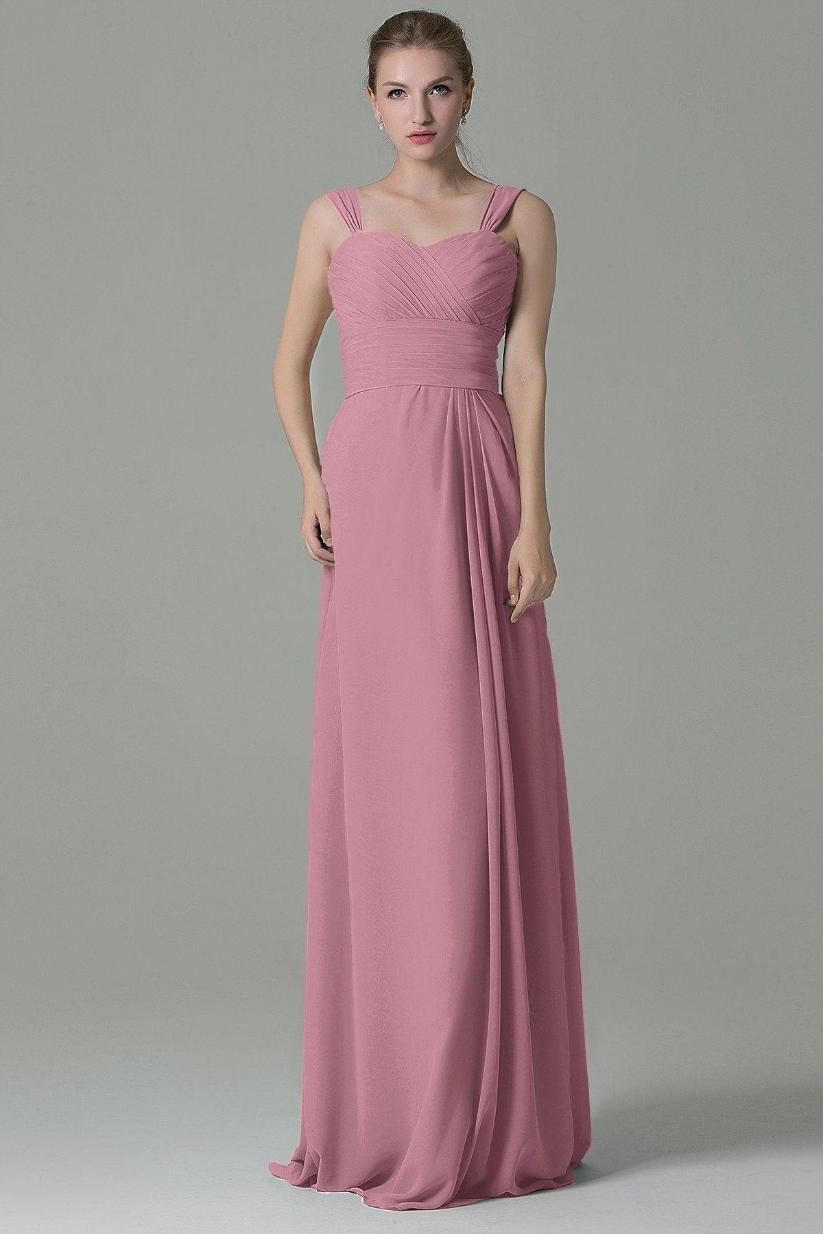 Sheath Floor Length Chiffon Bridesmaid Dress COZF1500D - COCOMELODY