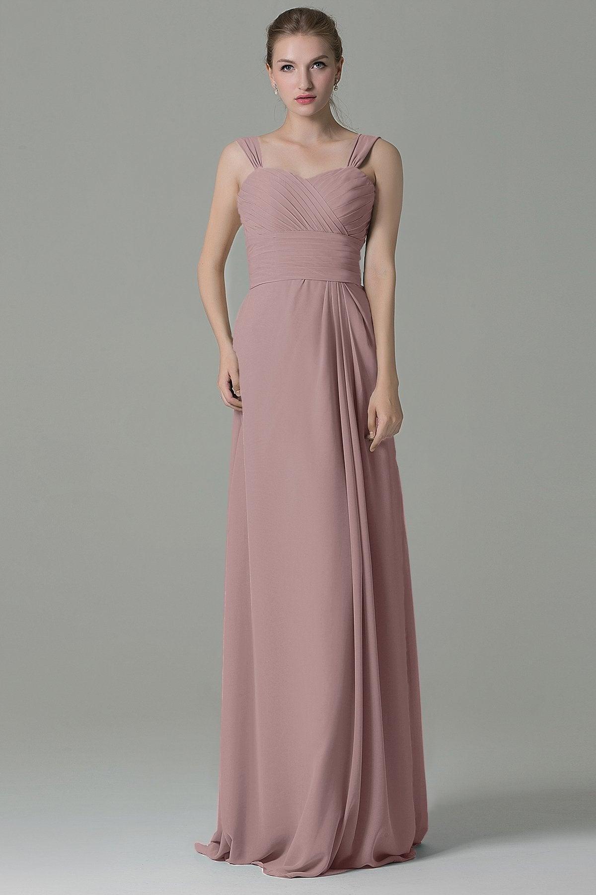 Sheath Floor Length Chiffon Bridesmaid Dress COZF1500D - COCOMELODY