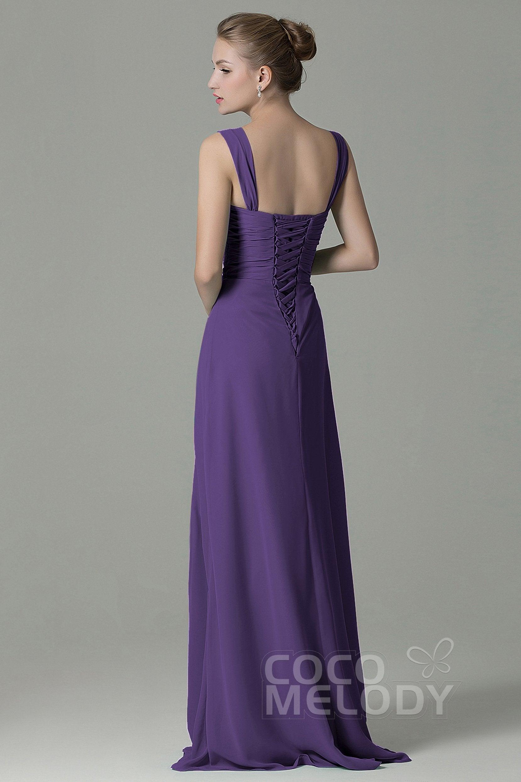 Sheath Floor Length Chiffon Bridesmaid Dress COZF1500D - COCOMELODY