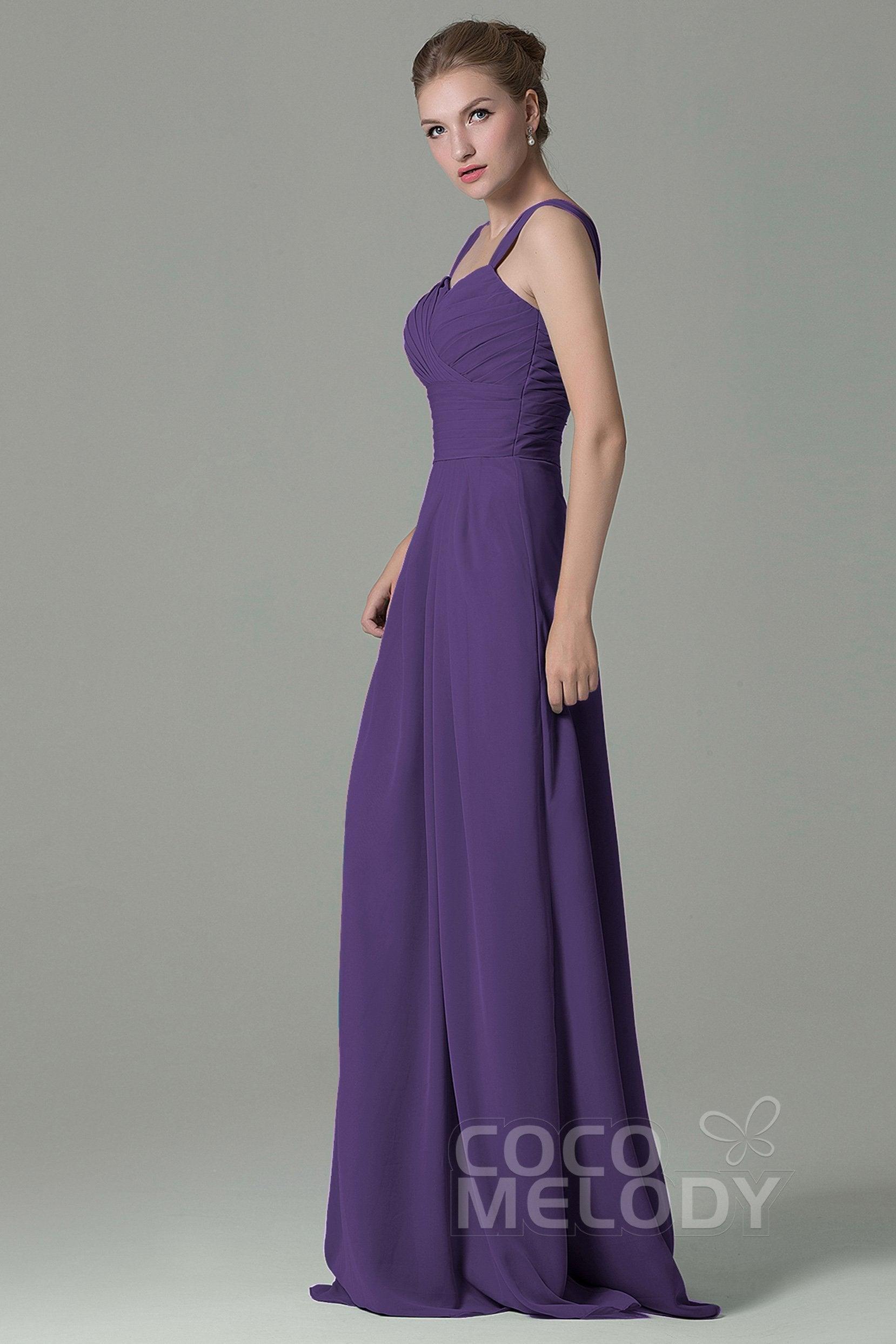 Sheath Floor Length Chiffon Bridesmaid Dress COZF1500D - COCOMELODY