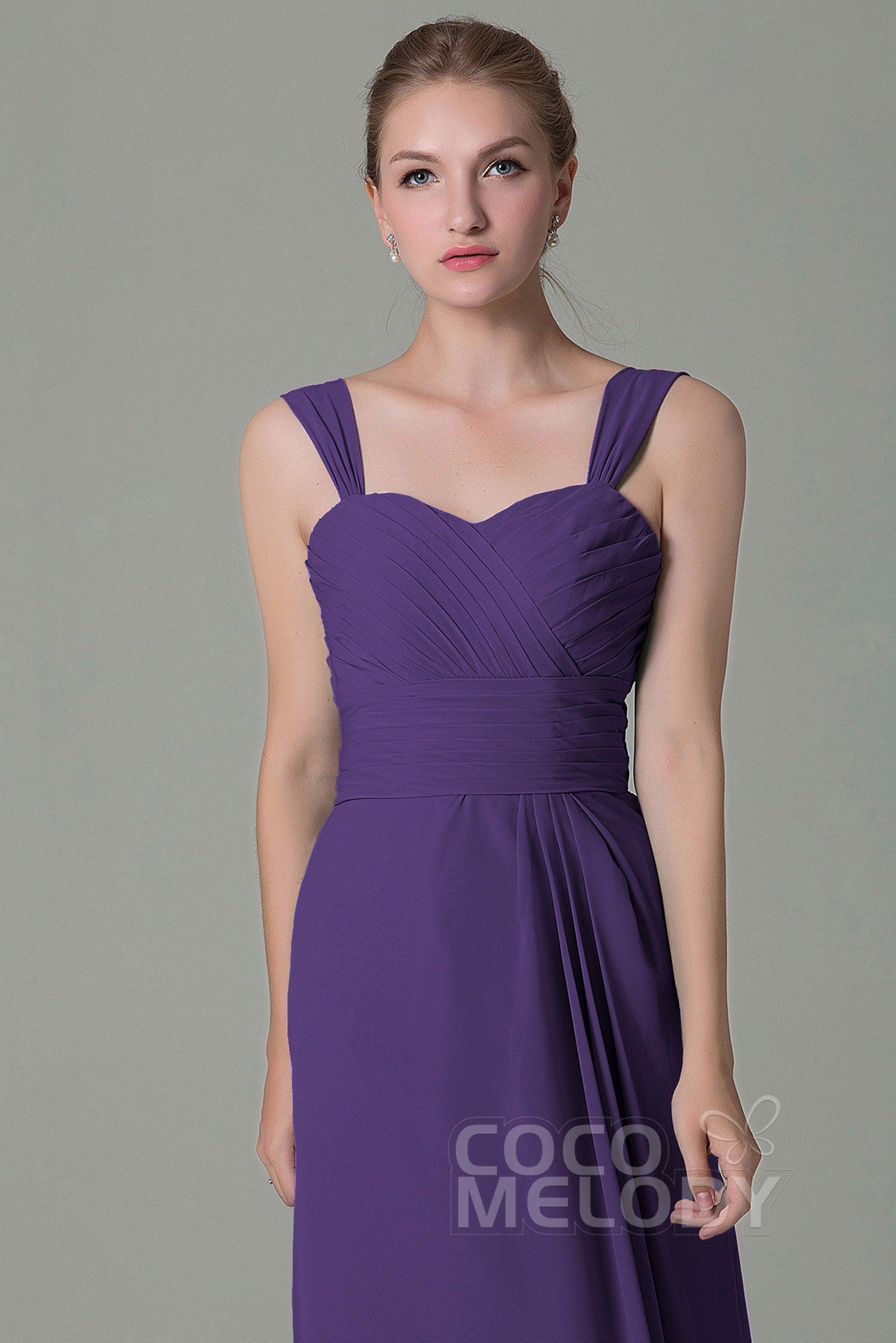 Sheath Floor Length Chiffon Bridesmaid Dress COZF1500D - COCOMELODY