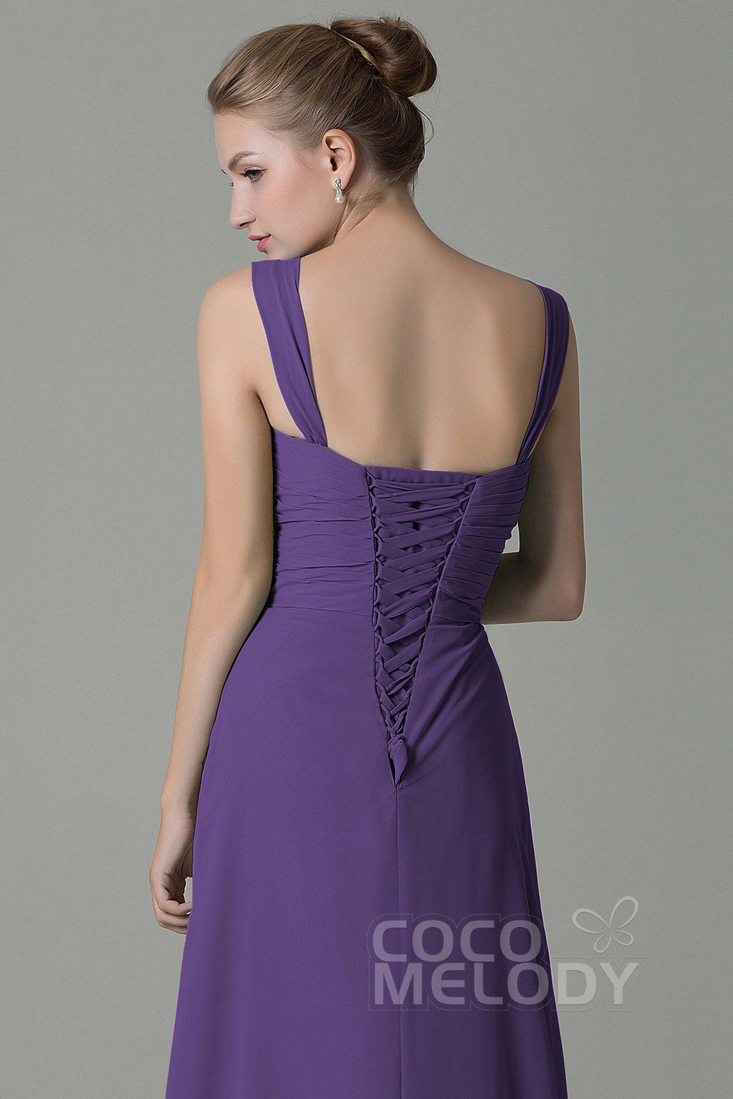 Sheath Floor Length Chiffon Bridesmaid Dress COZF1500D - COCOMELODY