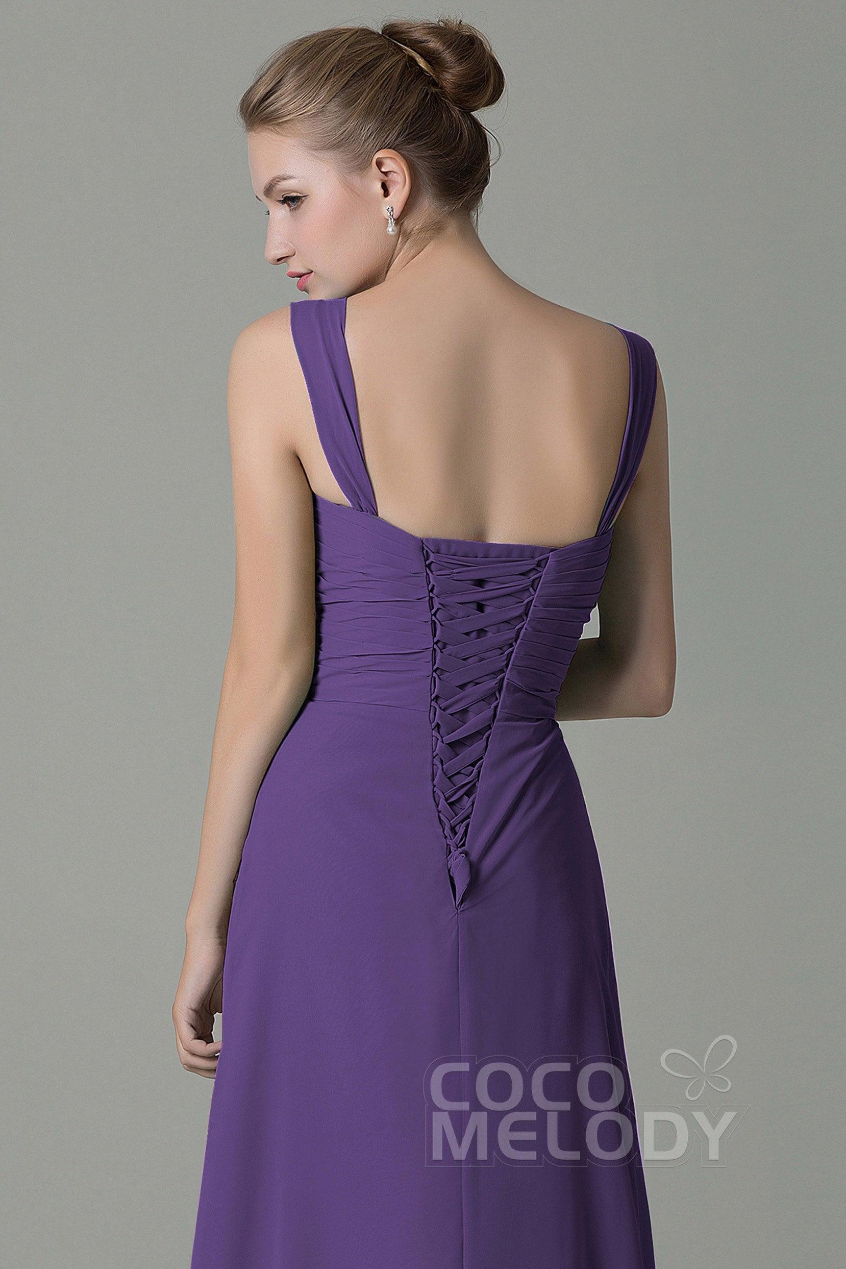 Sheath Floor Length Chiffon Bridesmaid Dress COZF1500D - COCOMELODY