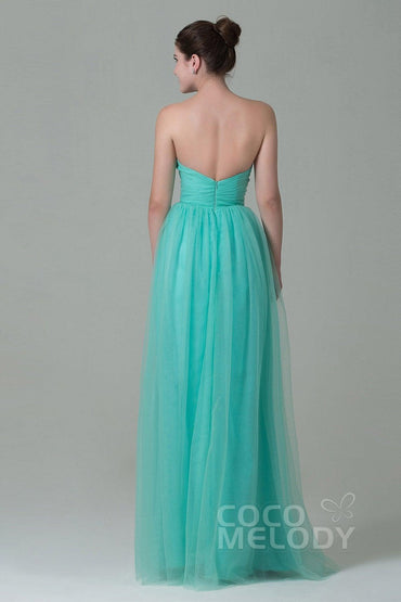 Sheath-Column Floor Length Tulle Bridesmaid Dress COZF1500E