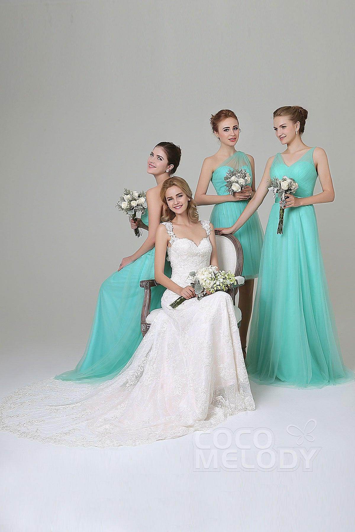 A-Line Short-Mini Tulle Bridesmaid Dress LOZM1503F - COCOMELODY