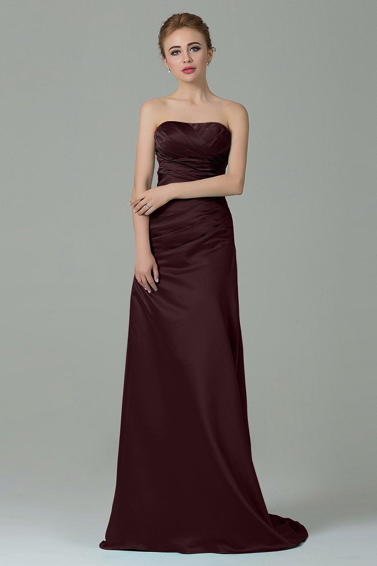 Sheath-Column Sweep Train Satin Bridesmaid Dress COZF15010 - COCOMELODY