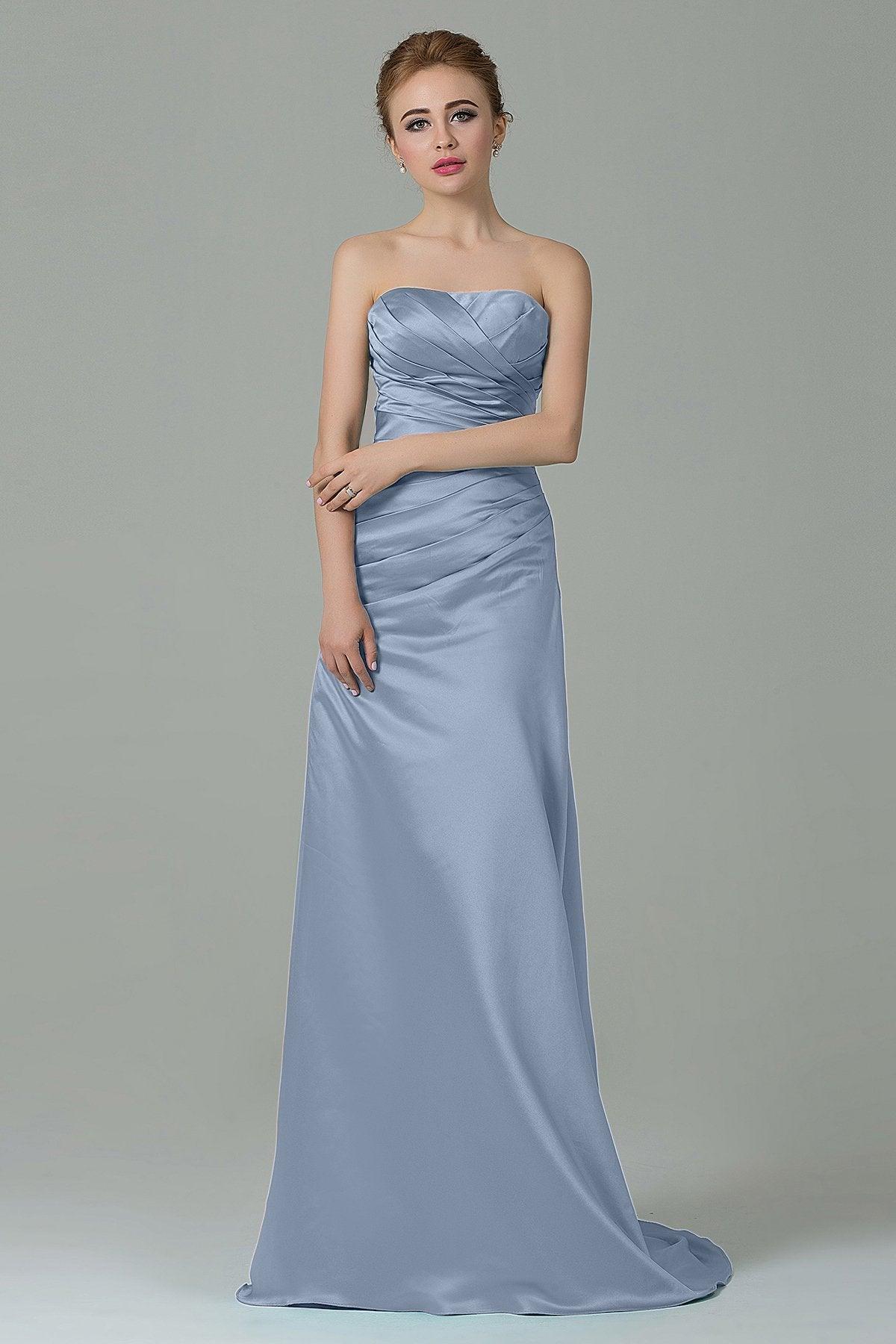 Sheath-Column Sweep Train Satin Bridesmaid Dress COZF15010 - COCOMELODY