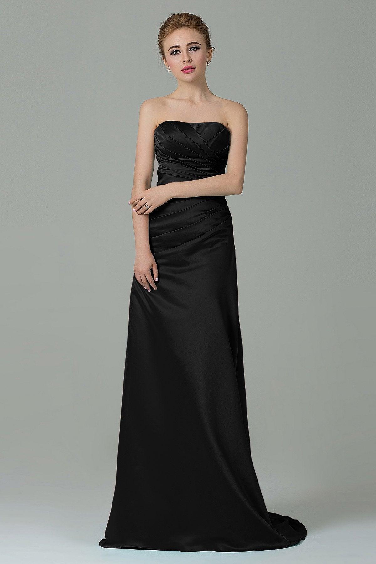 Sheath-Column Sweep Train Satin Bridesmaid Dress COZF15010 - COCOMELODY