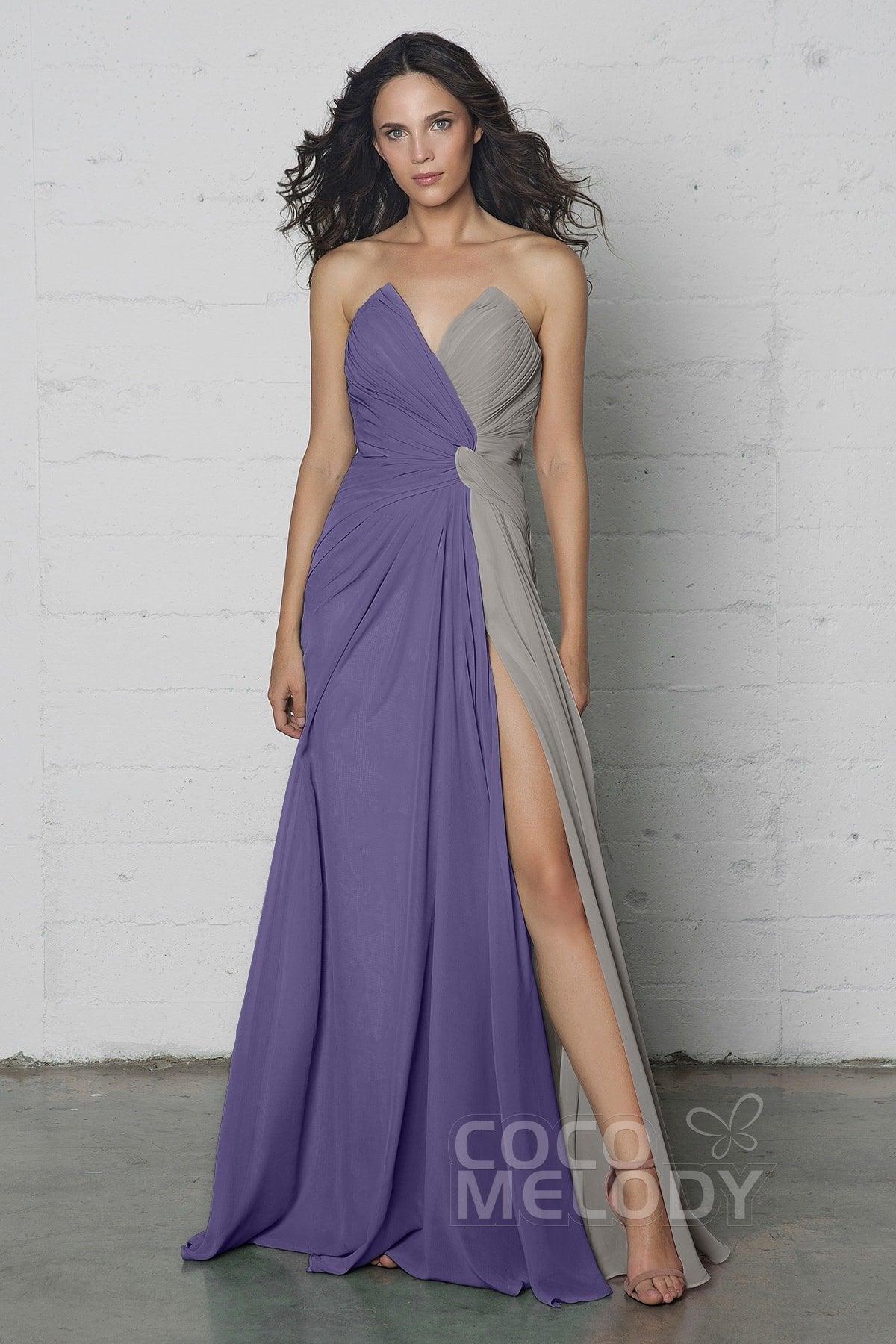 Sheath-Column Floor Length Chiffon Dress COZF17003 - COCOMELODY