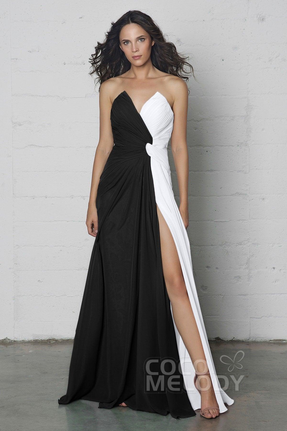 Sheath-Column Floor Length Chiffon Dress COZF17003 - COCOMELODY