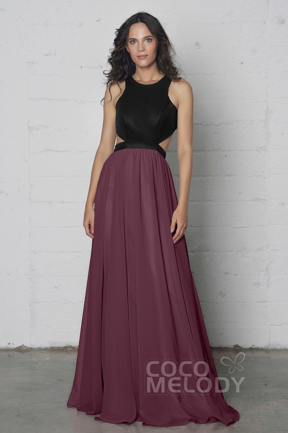 Sheath-Column Floor Length Chiffon Dress COZF17004 - COCOMELODY