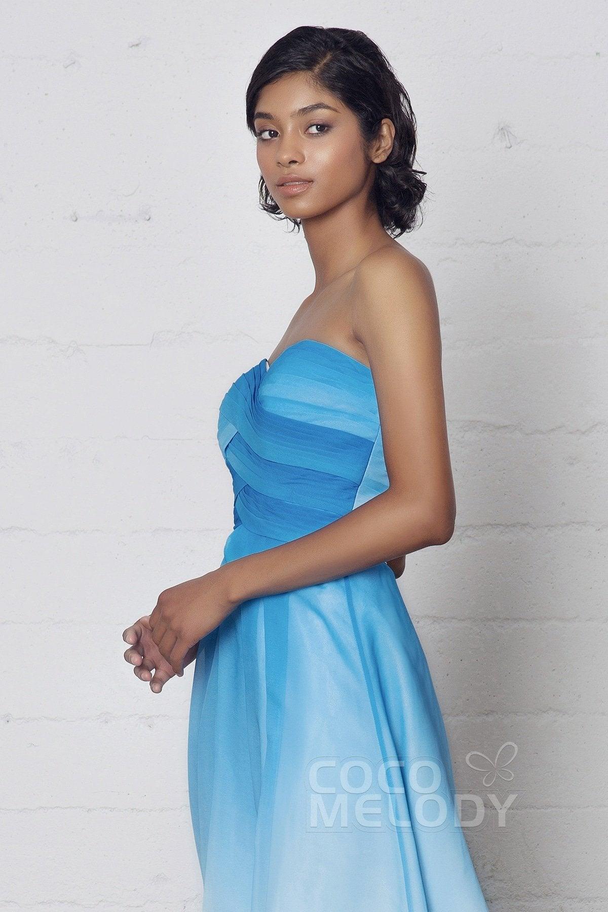 Sheath-Column Knee Length Chiffon Ombre Dress COZF17007 - COCOMELODY