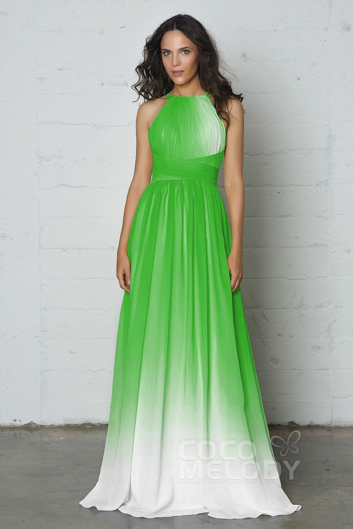 Sheath-Column Floor Length Chiffon Ombre Dress COZF17008 - COCOMELODY
