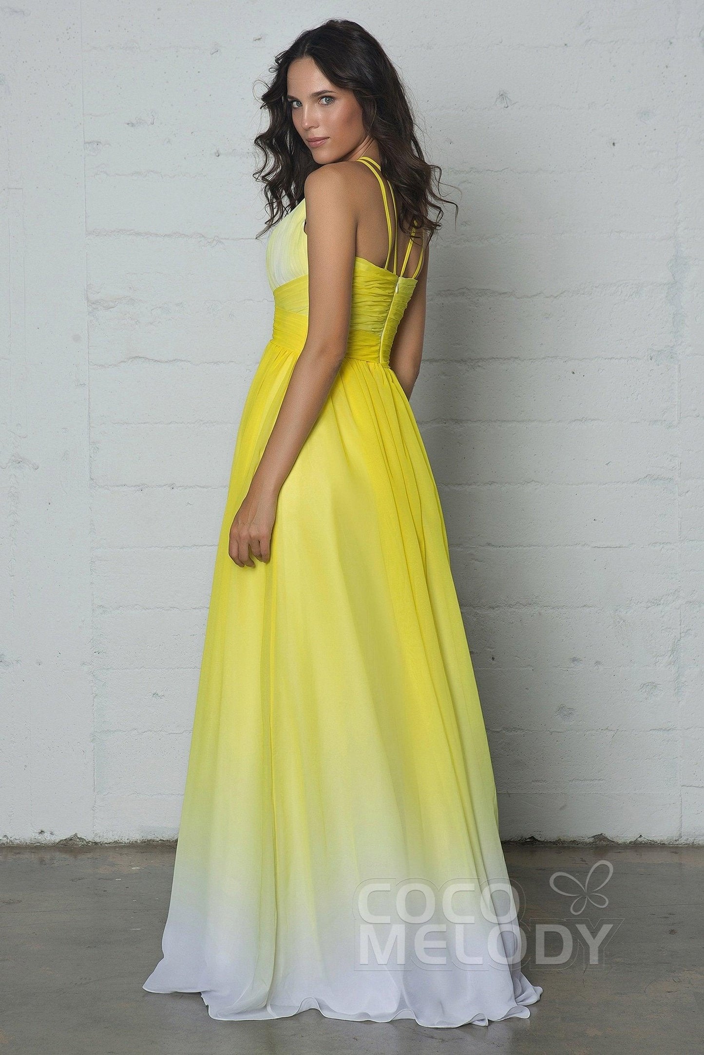 Sheath-Column Floor Length Chiffon Ombre Dress COZF17008